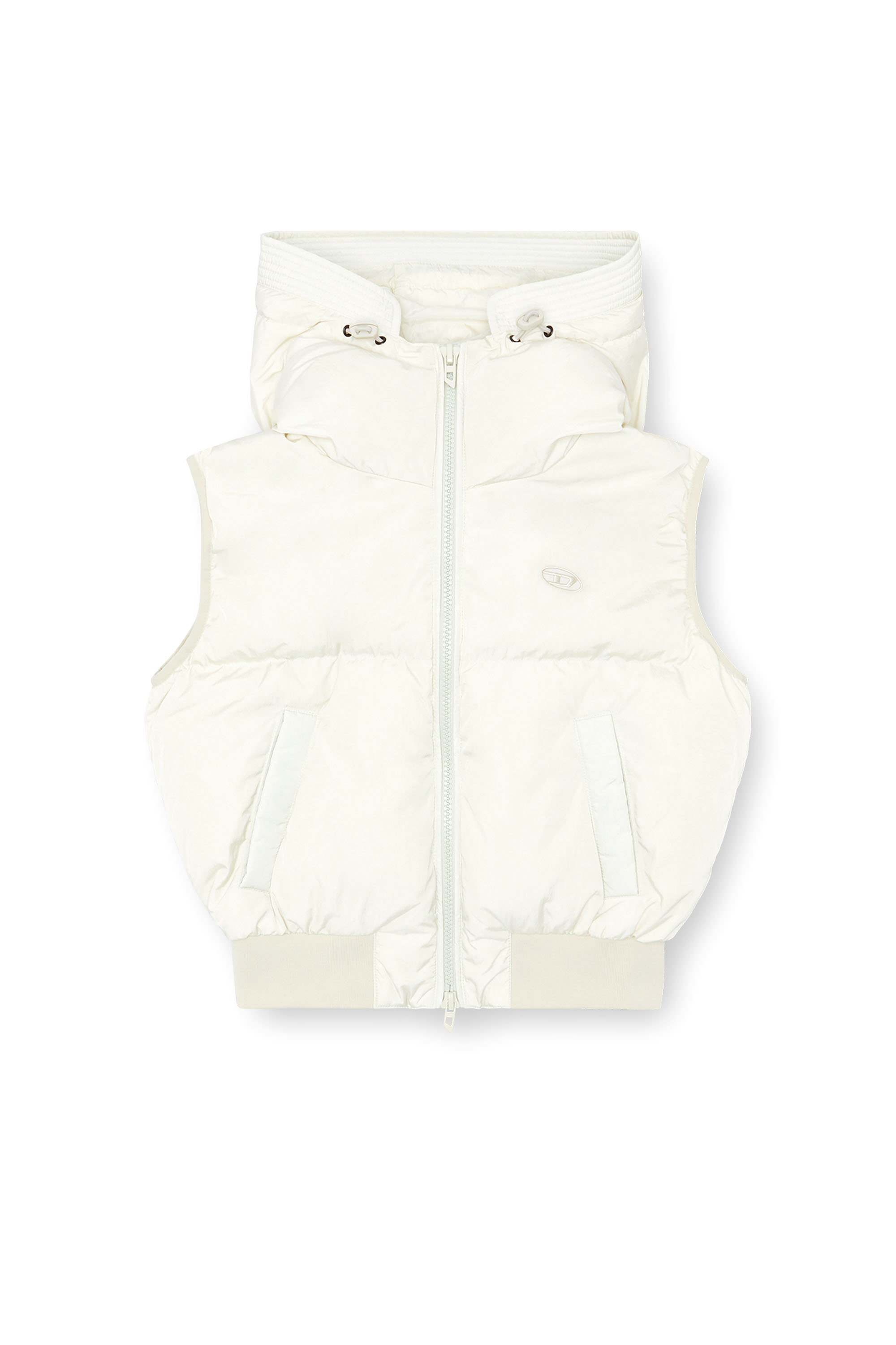 Diesel - W-PEYT-SSL-NEW-P1, Female's Hooded down vest in crinkled nylon in ホワイト - 3