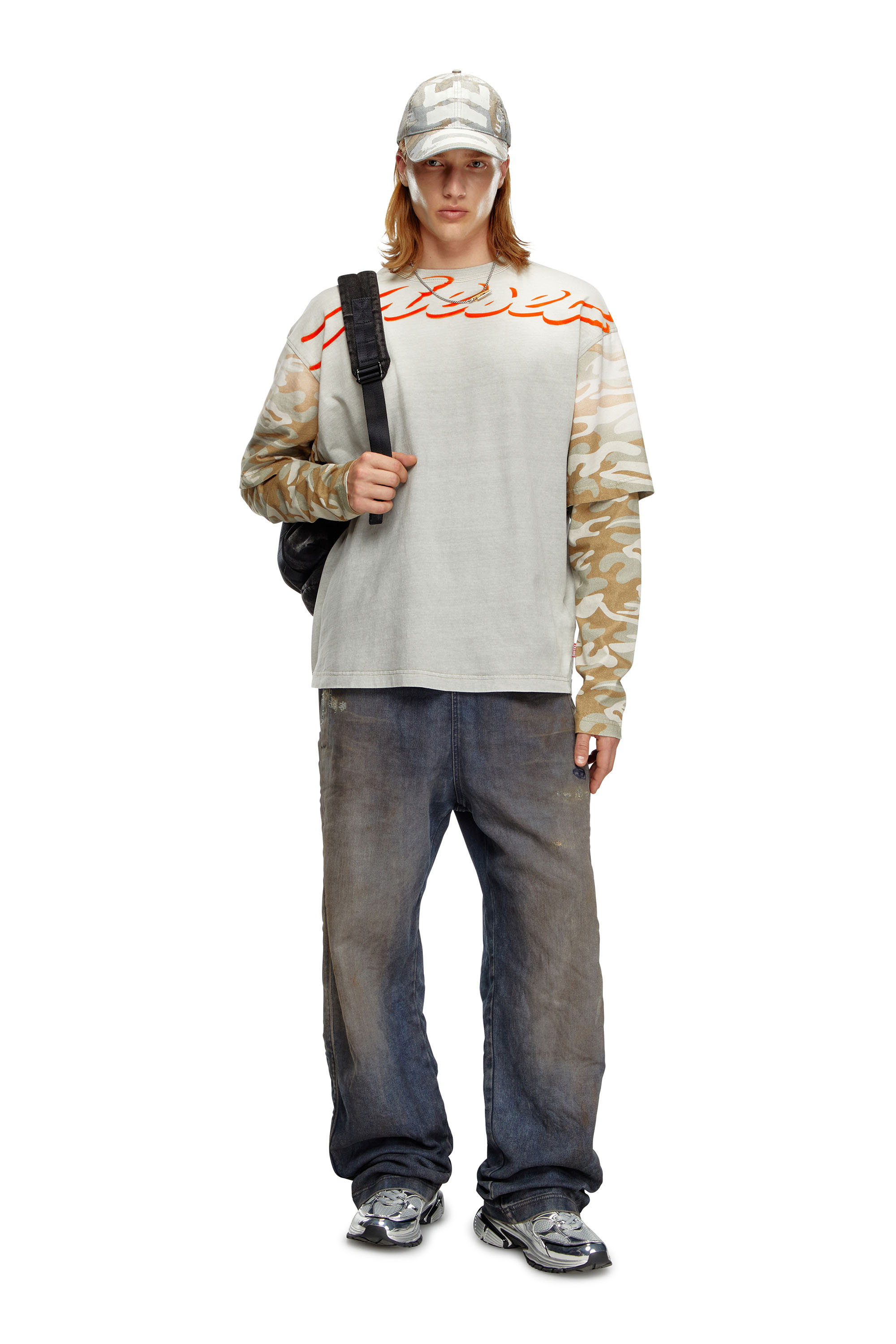 Diesel - T-WESHER-Q2, Male Layered top with camo motif in マルチカラー - Image 2