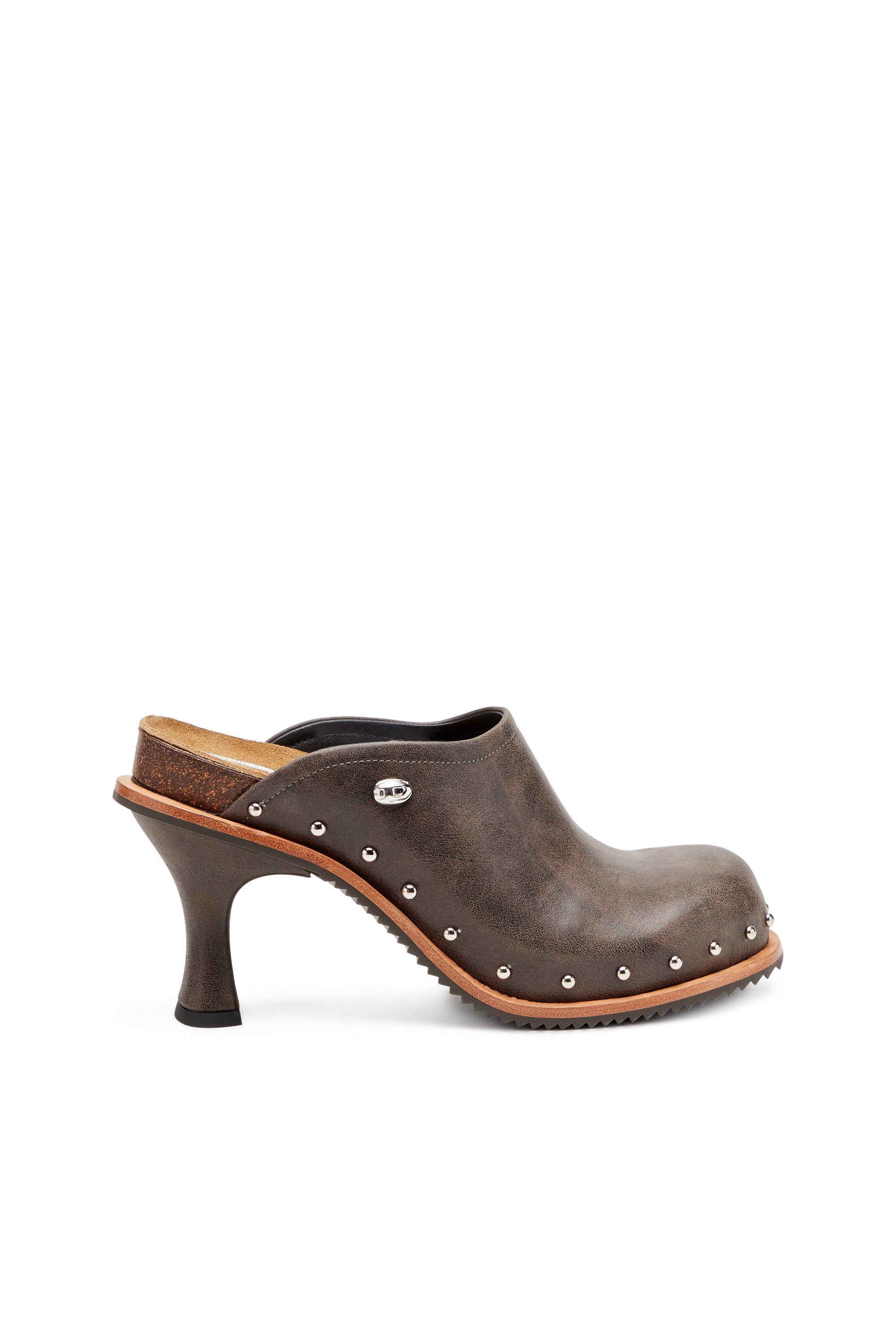 Diesel - D-WOODSTOCK ML CLOG W, Female's D-Woodstock-Studded leather mules in ダークブラウン - 1