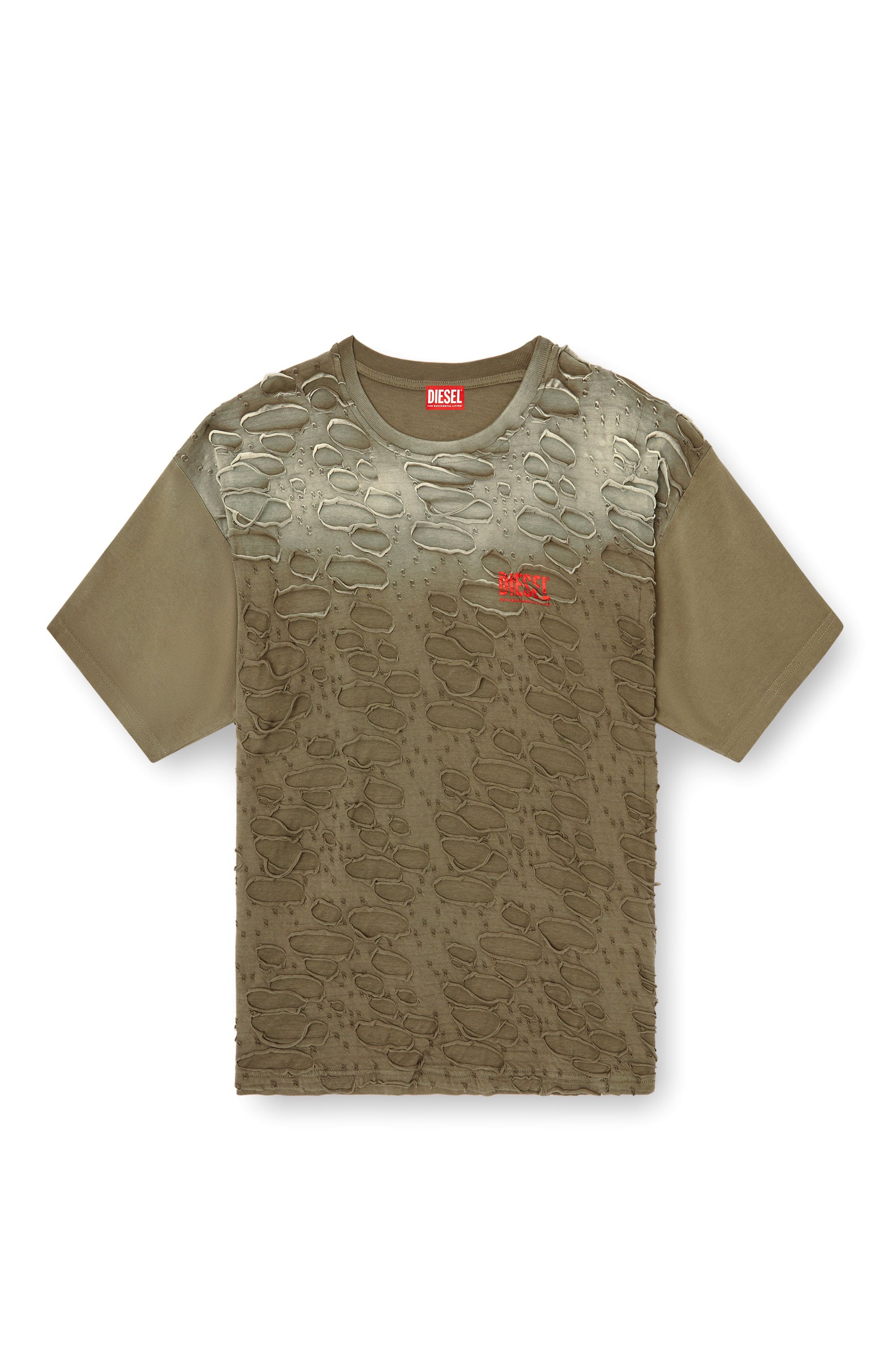 Diesel - T-BOXT-R29, Male's T-shirt with hole detail in ミリタリーグリーン - 1