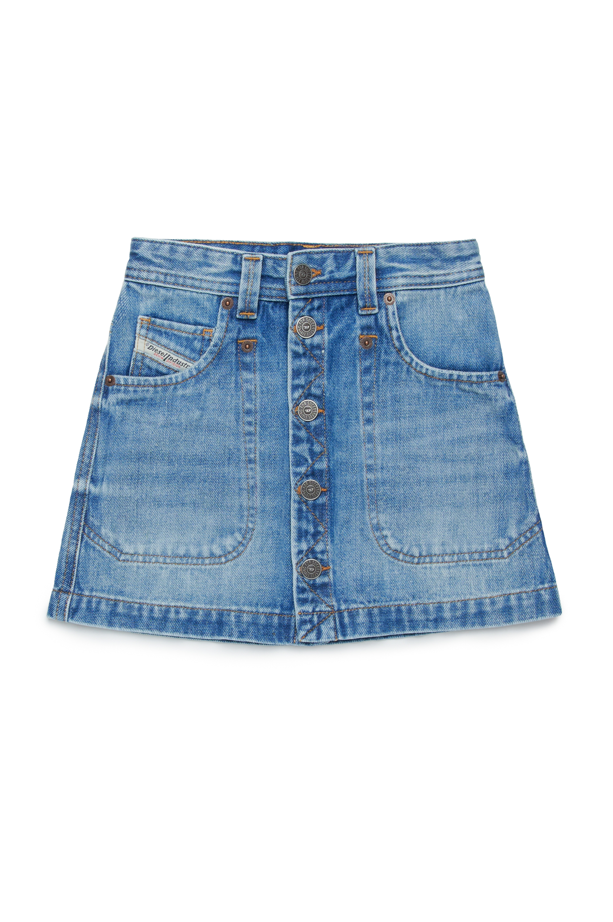 Diesel - GEALBUS, Female's Button-front denim mini skirt in ミディアムブルー - 1