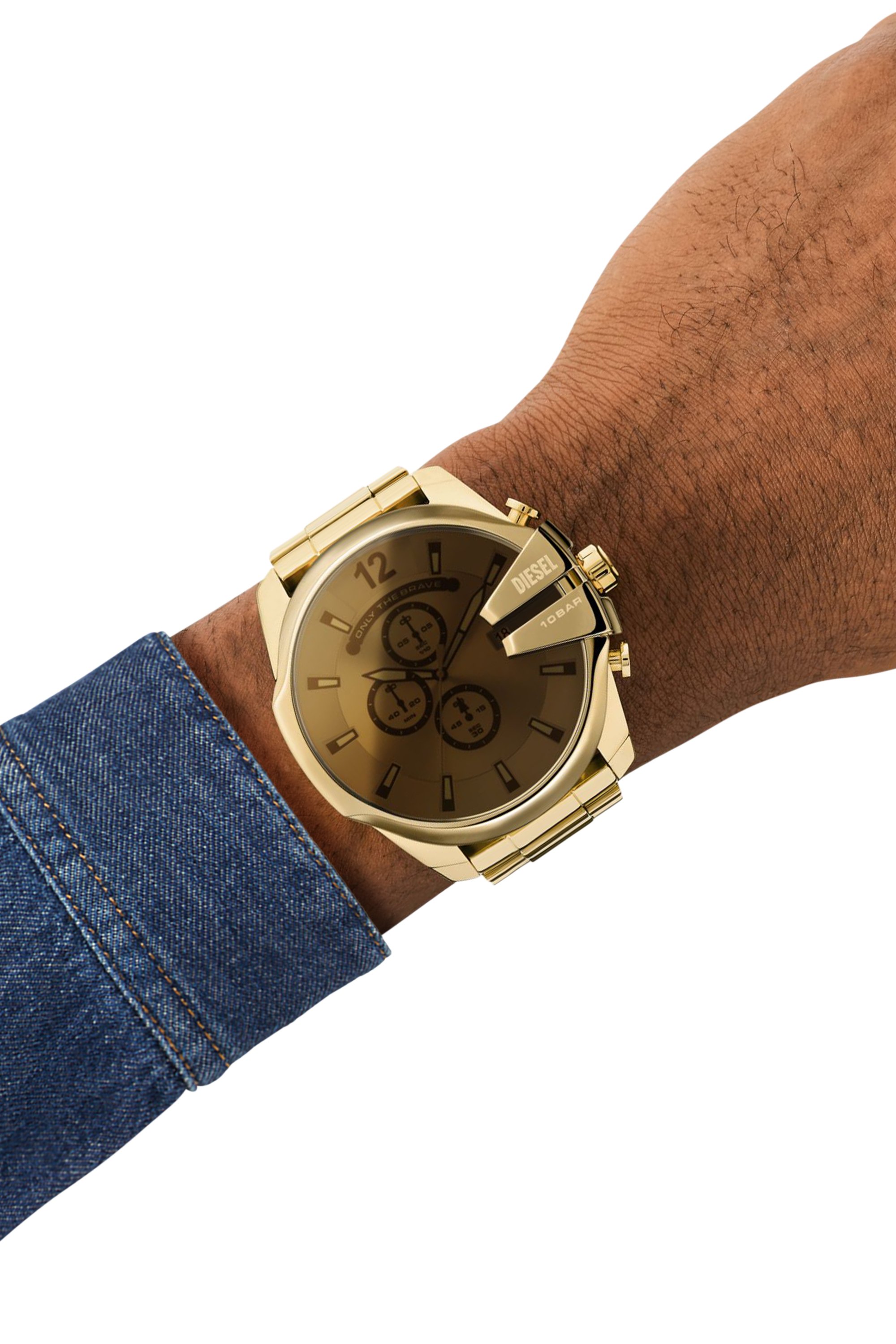 Diesel - DZ4662, Male's Mega Chief chronograph gold-tone stainless steel watch in ゴールド - 4