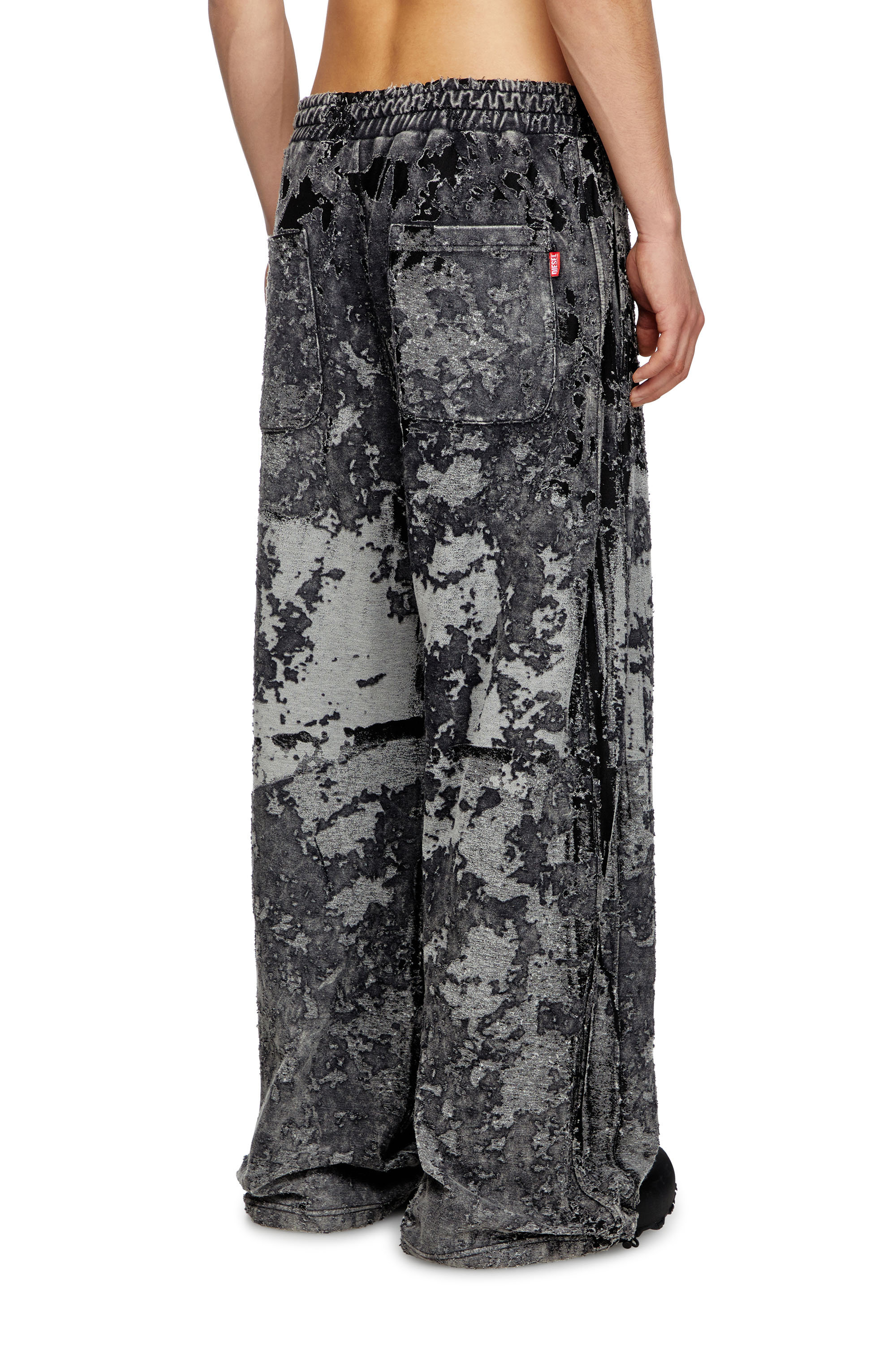 Diesel - P-MARTIS-SHOW, Male's Burnout track pants with camo effect in ブラック - 3