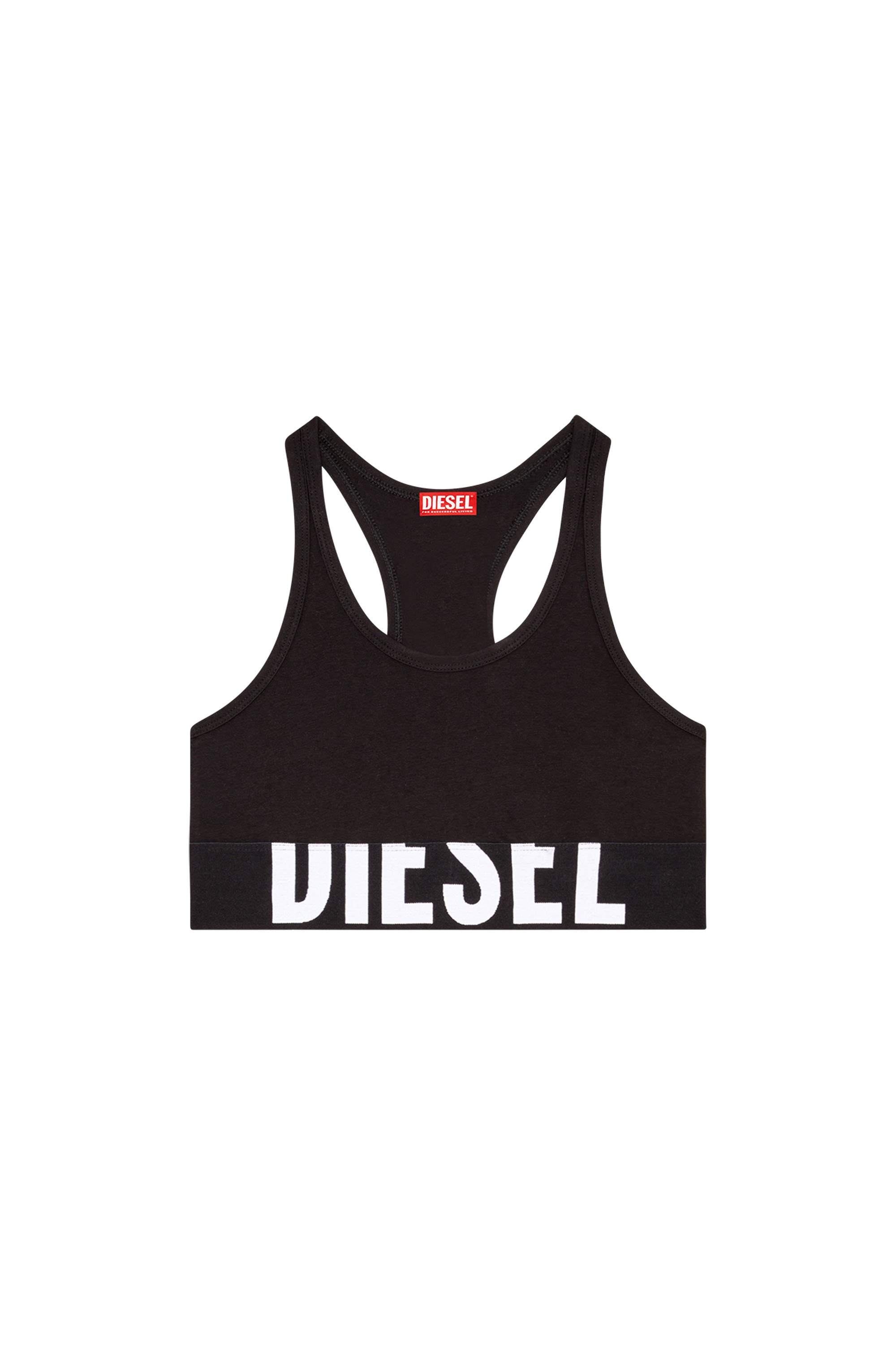 Diesel - UFSB-COTTON-RACE-BRALETTE-XL, Female's Sports bra with cut-off logo in ブラック - 4