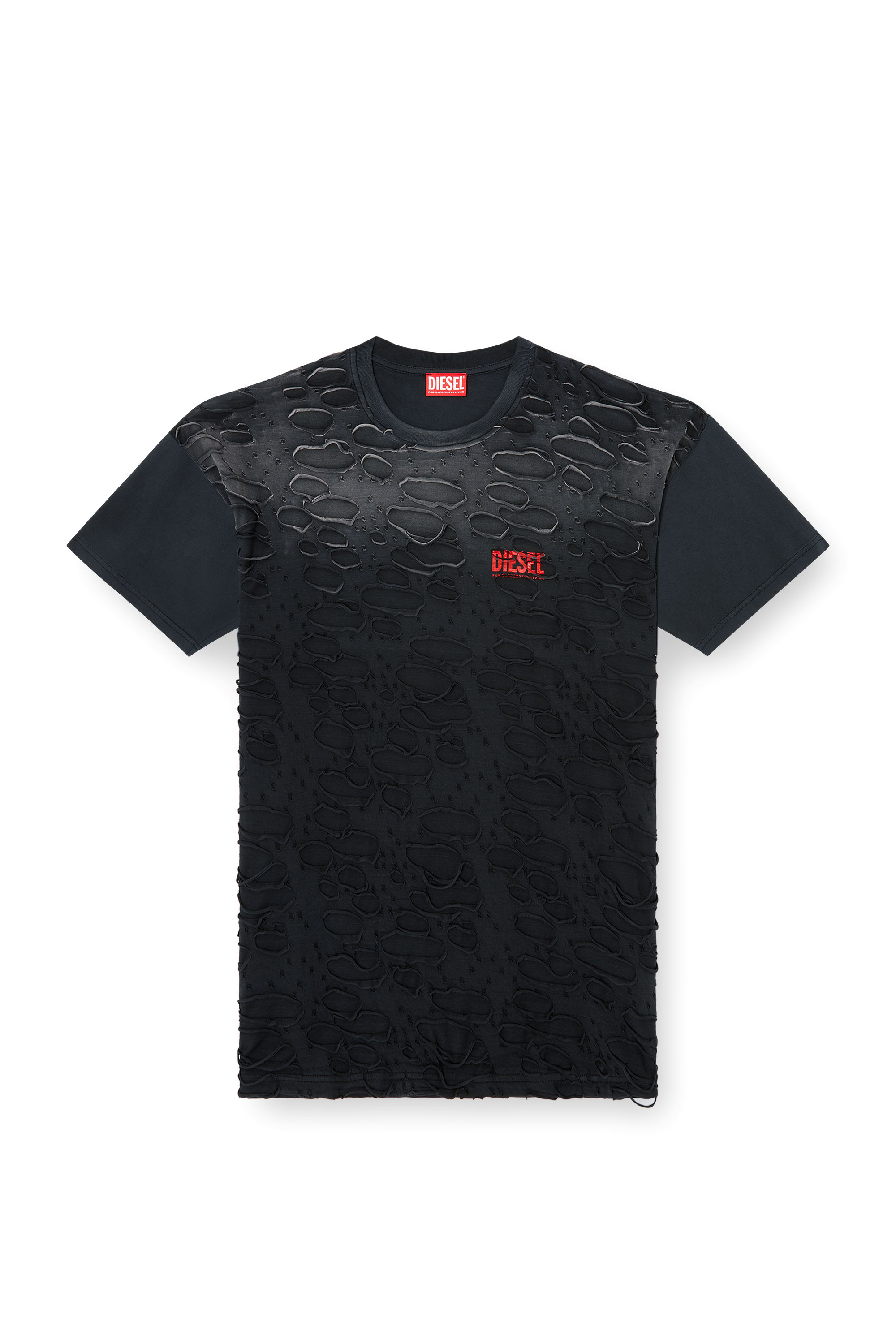 Diesel - T-BOXT-R29, Male's T-shirt with hole detail in ブラック - 3