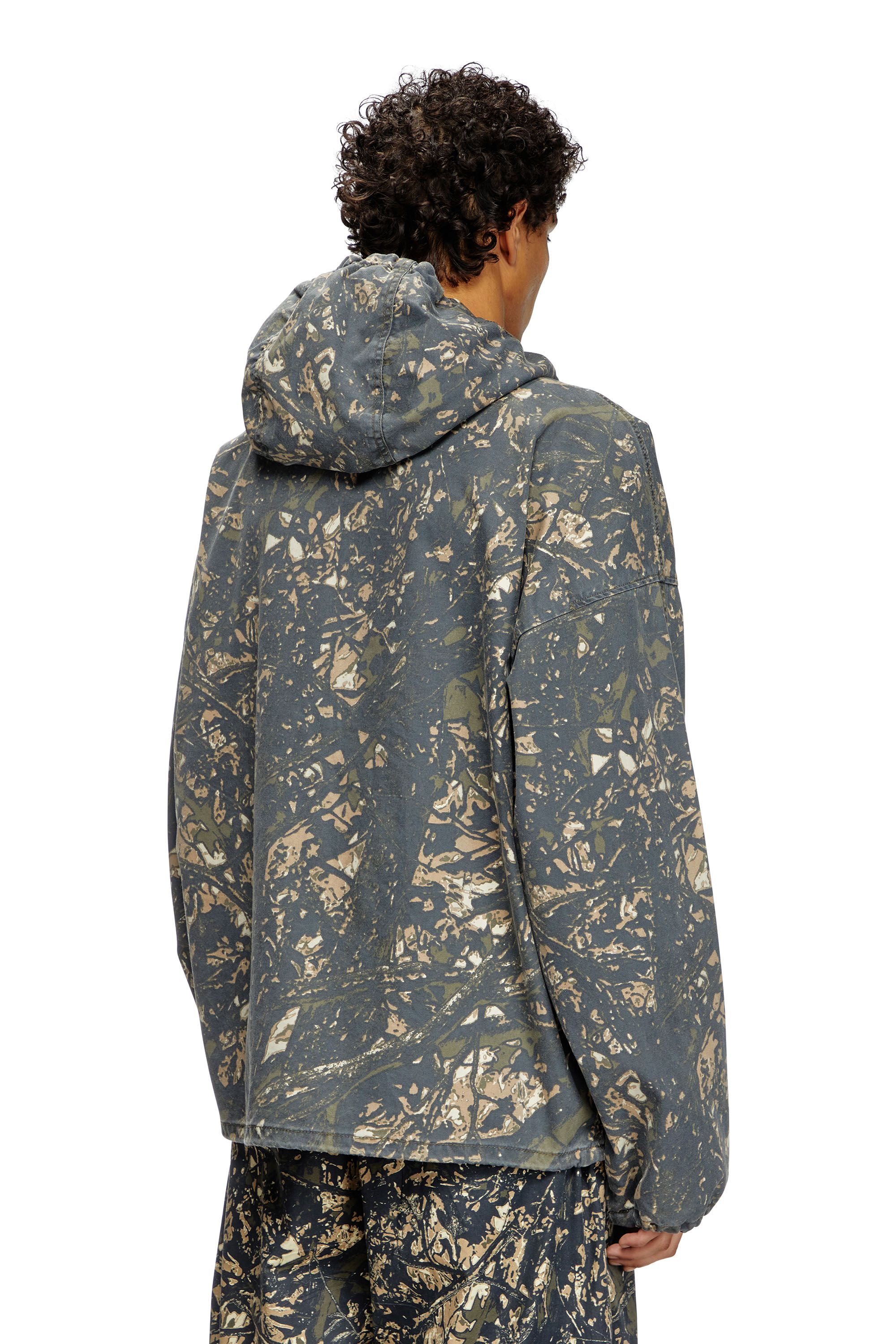 Diesel - J-LINT, Male's Hooded jacket with camo print in グリーン/ブラウン - 4