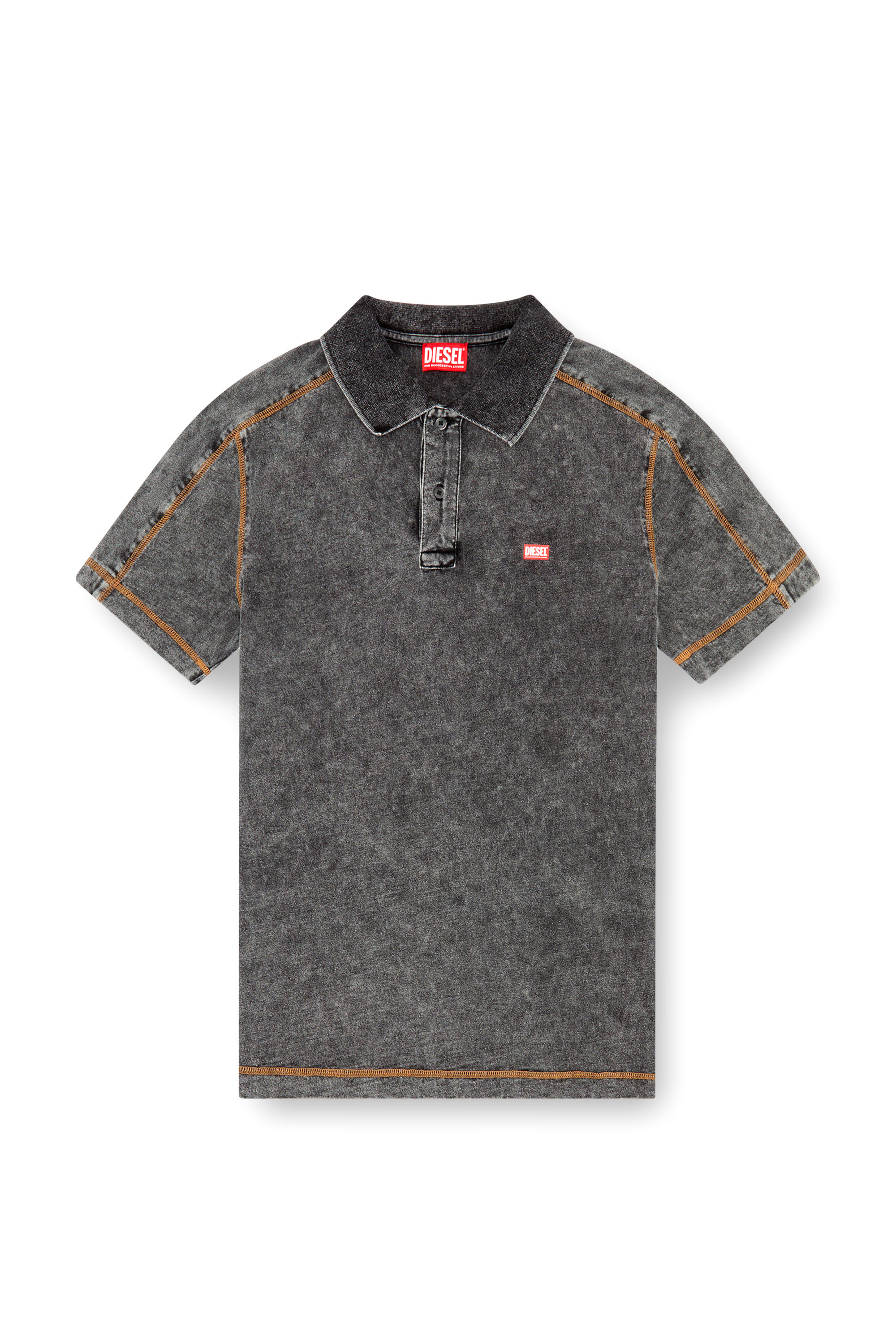 Diesel - T-SWIND, Male Polo shirt in denim-effect jersey in グレー - Image 3