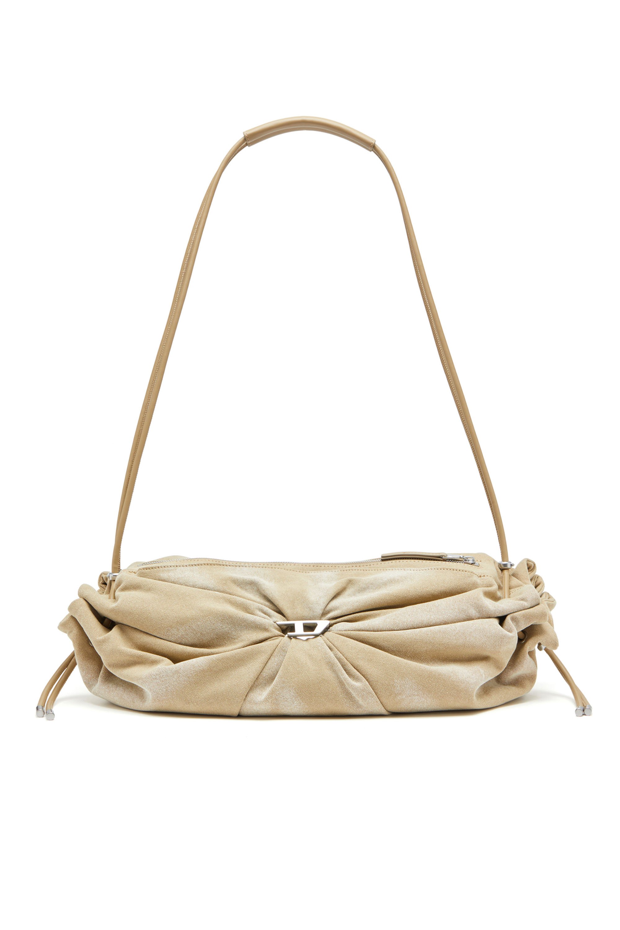 Diesel - SCRUNCH-D CROSSBODY L, Female's Scrunch-D L-Scrunched duffle bag in treated canvas in ベージュ - 1