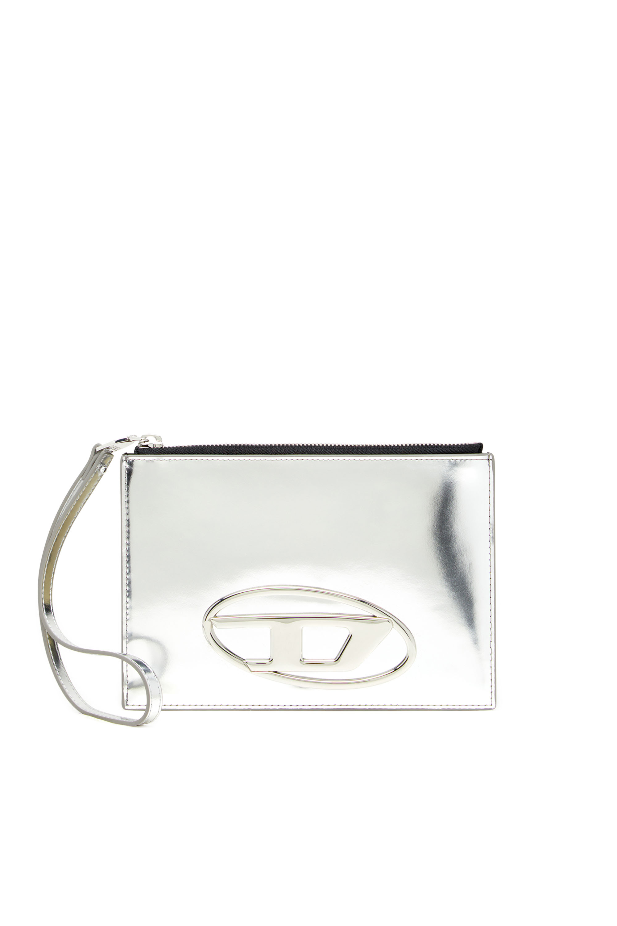 Diesel - 1DR POUCH III, Female's Zipped pouch in mirror leather in シルバー - 1