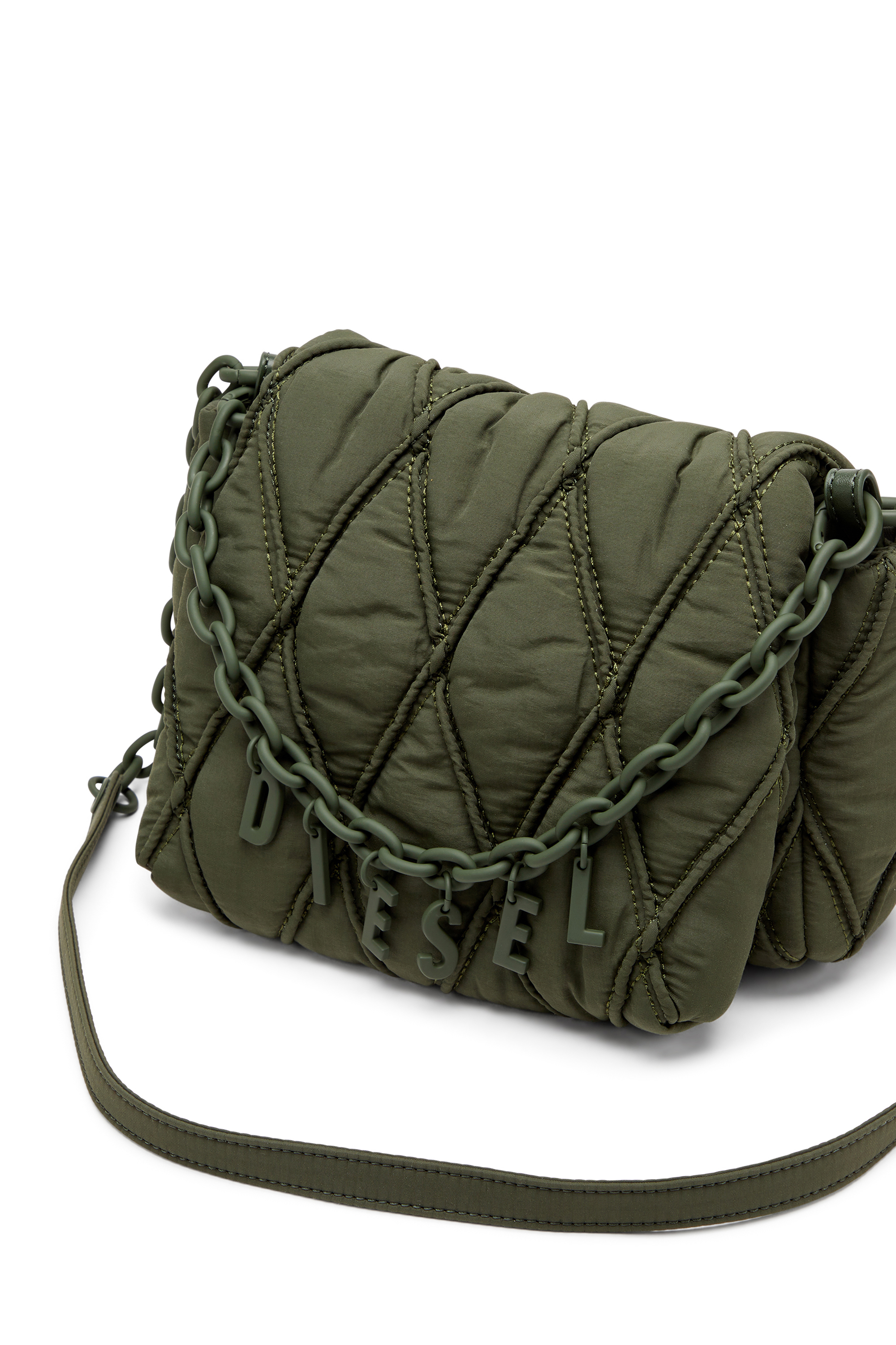 Diesel - CHARM-D SHOULDER S, Female's Charm-D S-Small shoulder bag in quilted nylon in ダークグリーン - 5