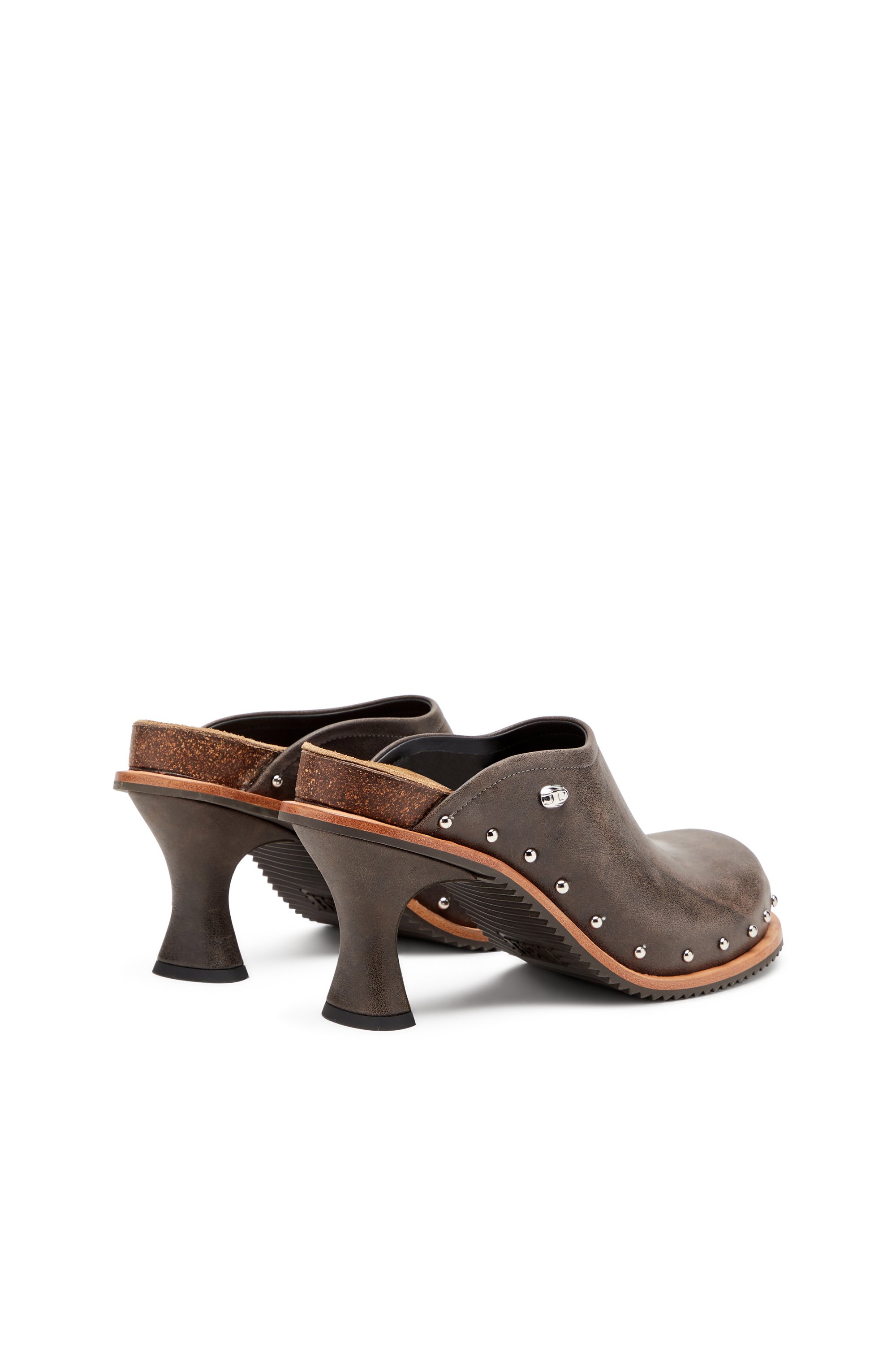 Diesel - D-WOODSTOCK ML CLOG W, Female's D-Woodstock-Studded leather mules in ダークブラウン - 3