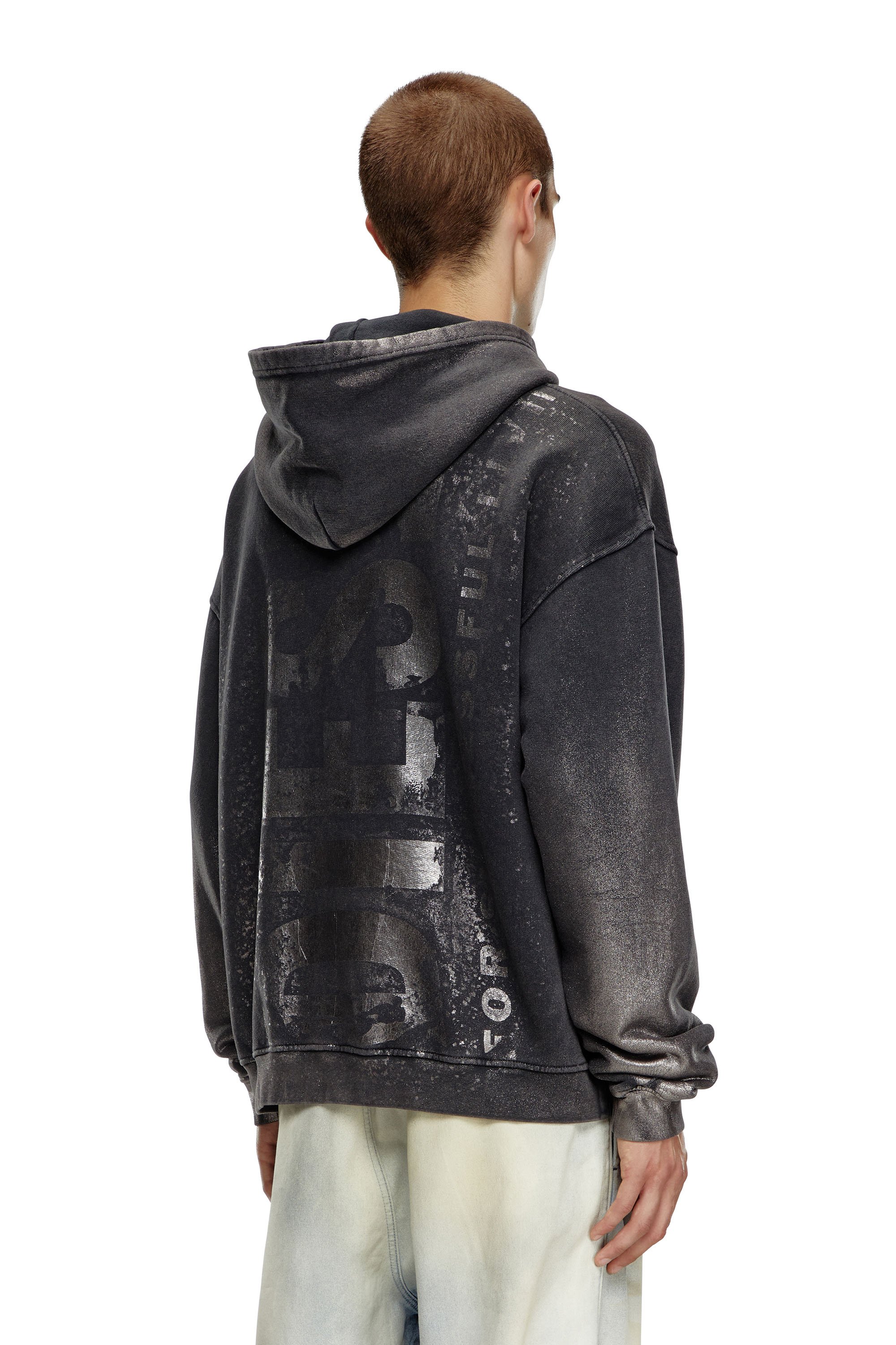 Diesel - S-BOXT-HOOD-Q6, Male's Metallic hoodie with logo in ブラック - 4