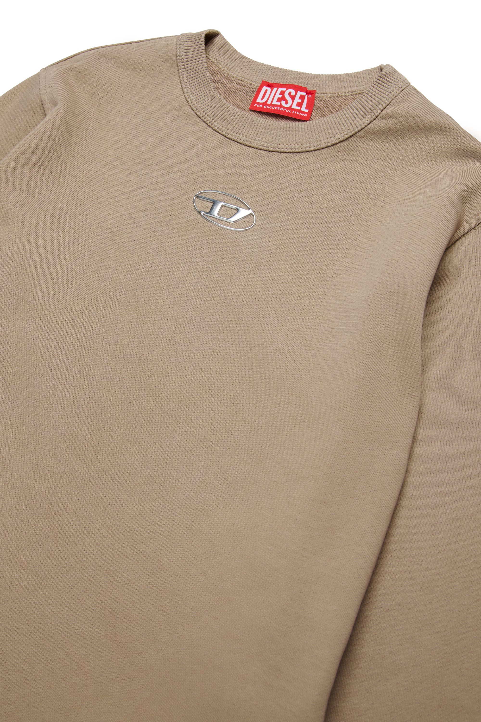 Diesel - SMACSISOD OVER, Male's Sweatshirt with metal-look Oval D logo in ライトブラウン - 3