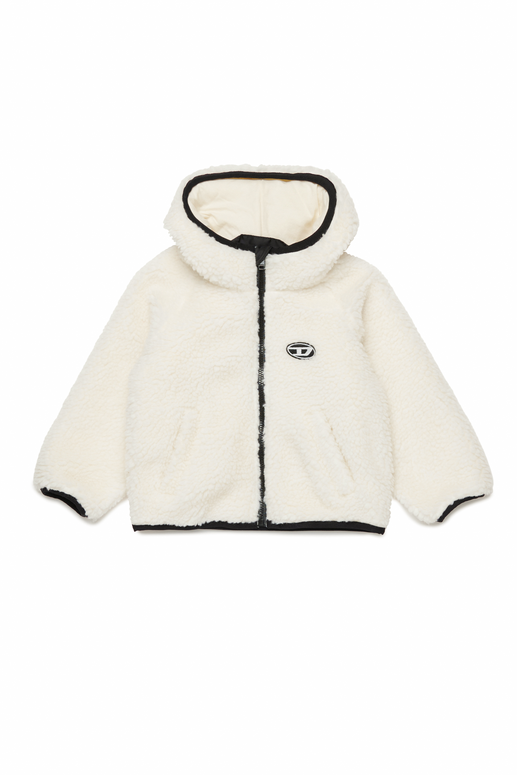 Diesel - JPOLAB, Unisex's Hooded teddy jacket with Oval D patch in ホワイト - 1