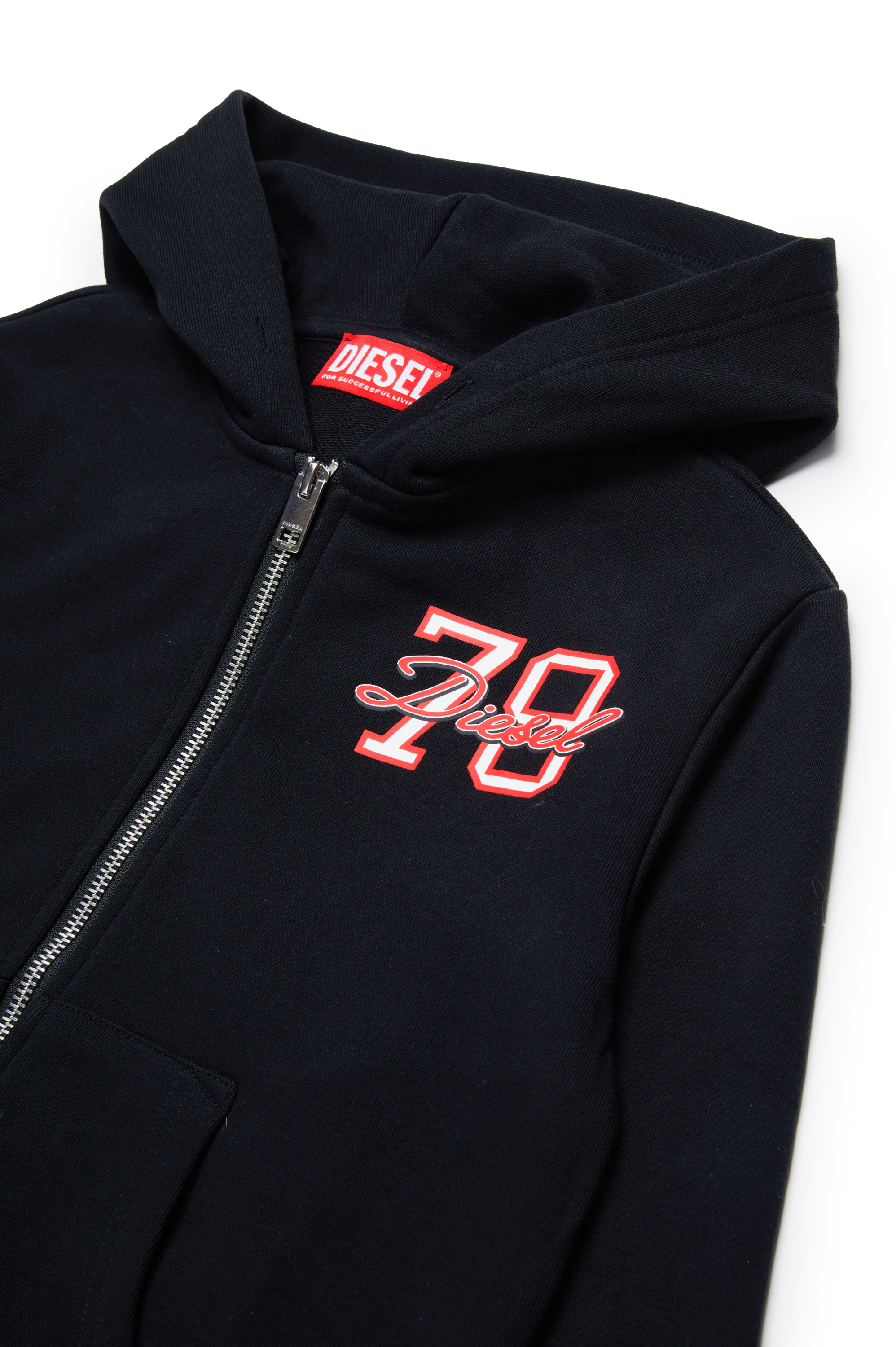 Diesel - SGINNHOODZIPK9 OVER, Male's Zip-up hoodie with collegiate logo in ブラック - 3