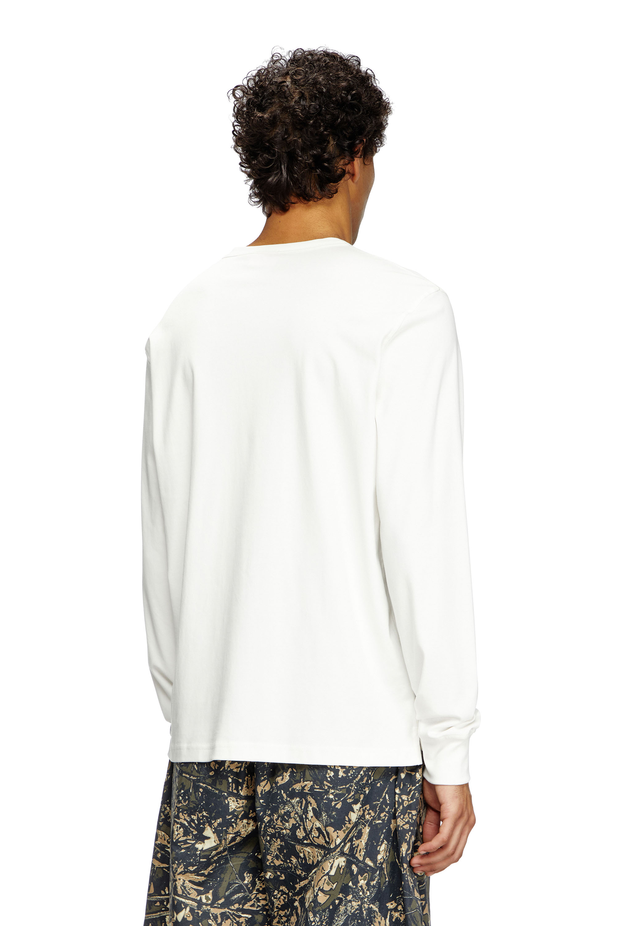 Diesel - T-ADJUST-LS-SLITS-R17, Male's Long-sleeve T-shirt with logo embroidery in ホワイト - 4