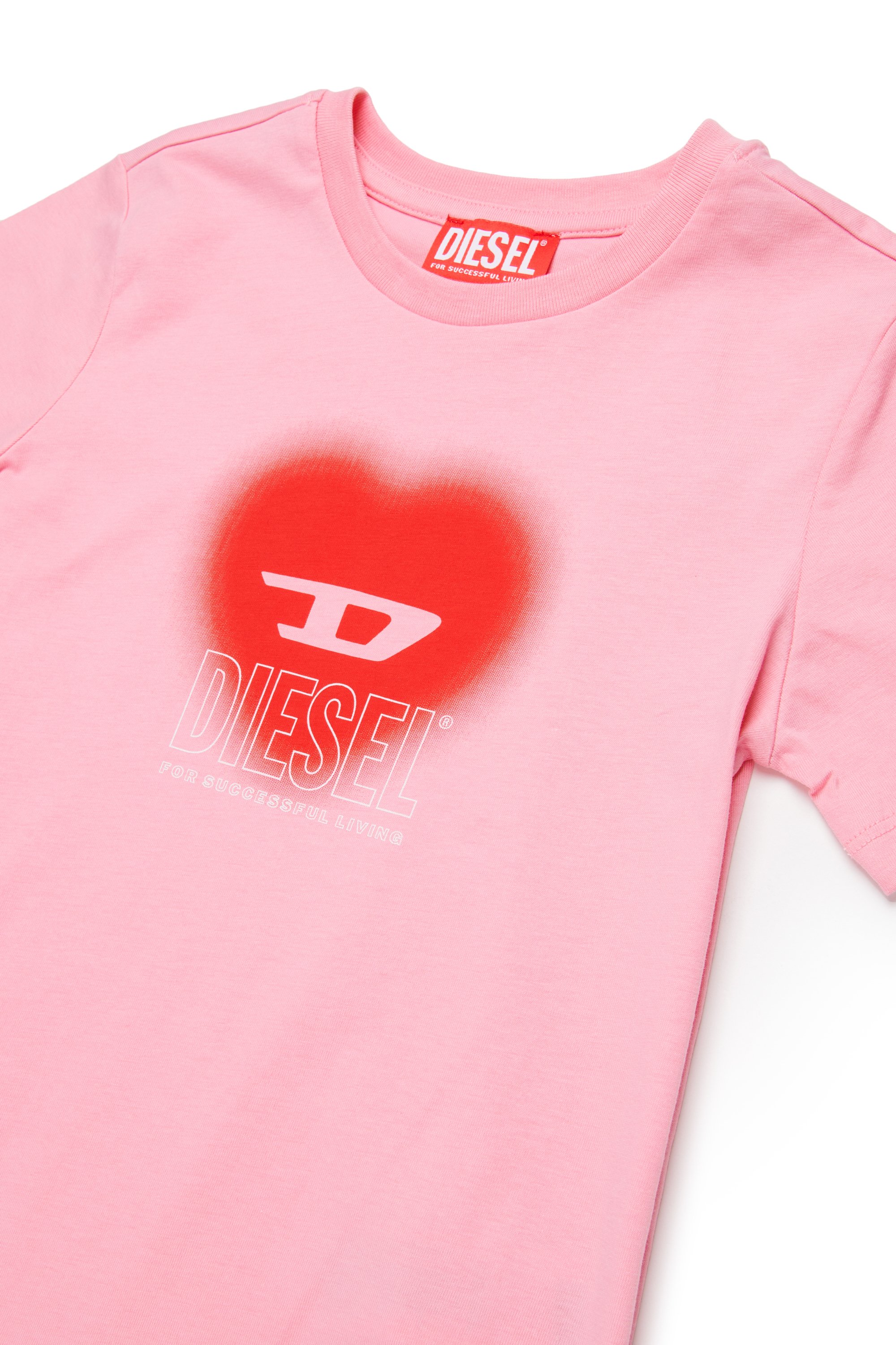 Diesel - TCUORE, Female's T-shirt with heart logo in ピンク / ホワイト - 3