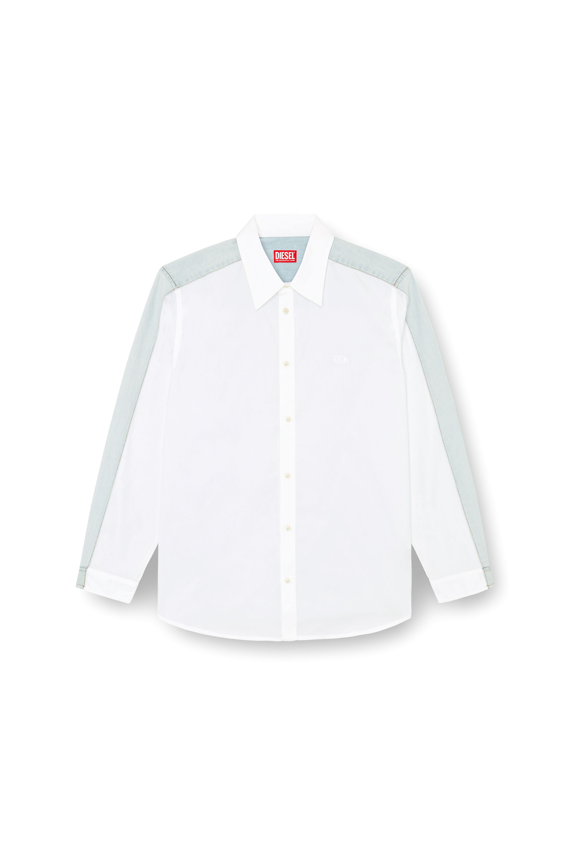 Diesel - S-SIMPLY-DNM, Male Shirt in cotton poplin and denim in マルチカラー - Image 3