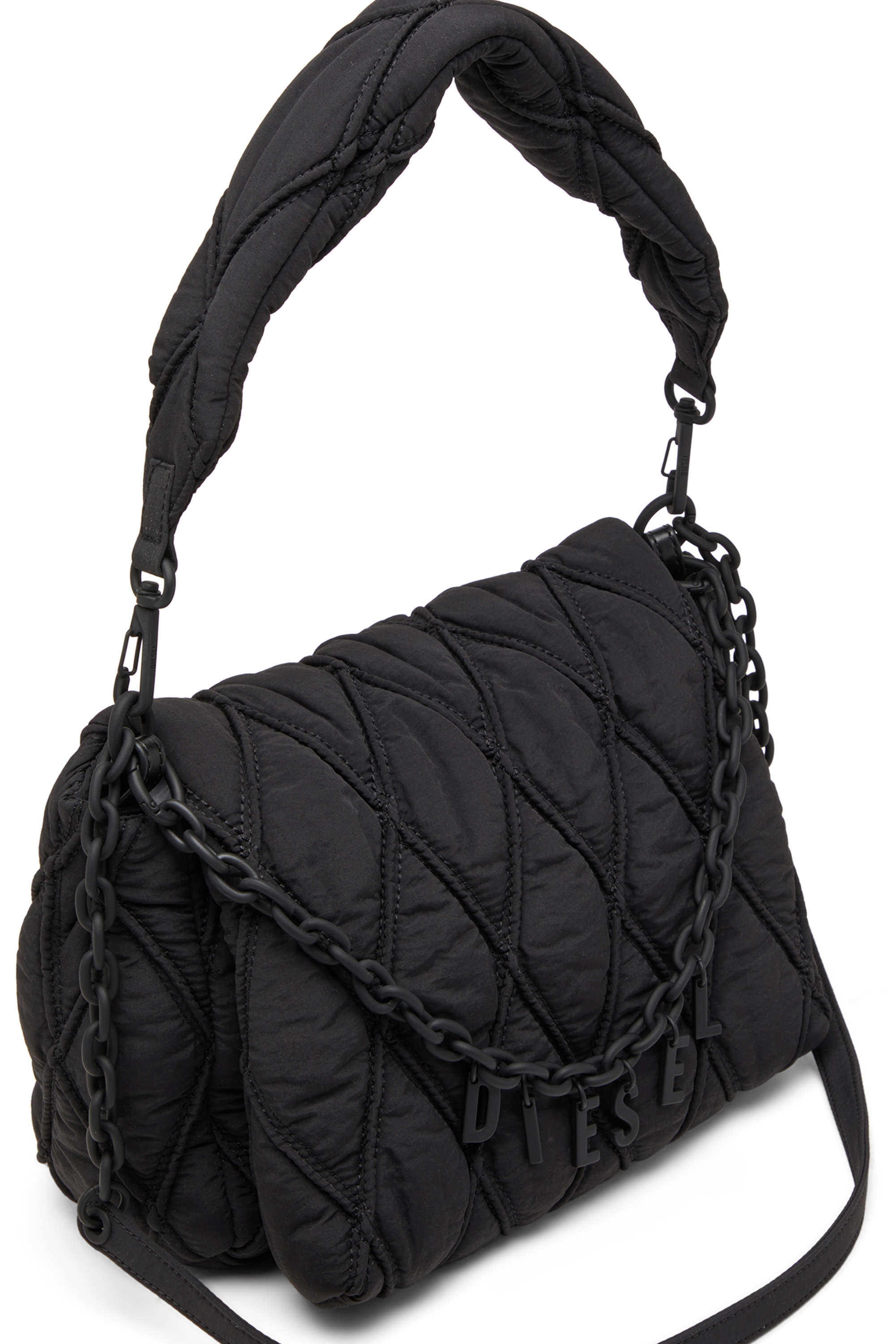 Diesel - CHARM-D SHOULDER M, Female's Charm-D M-Shoulder bag in quilted nylon in ブラック - 5