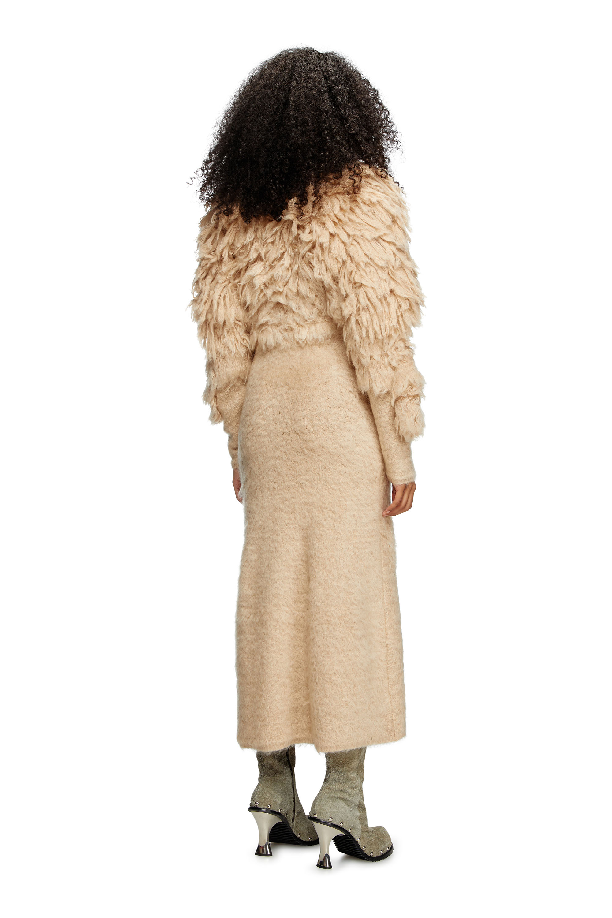 Diesel - M-PACE, Female's Turtleneck dress in shaggy mohair in ベージュ - 2