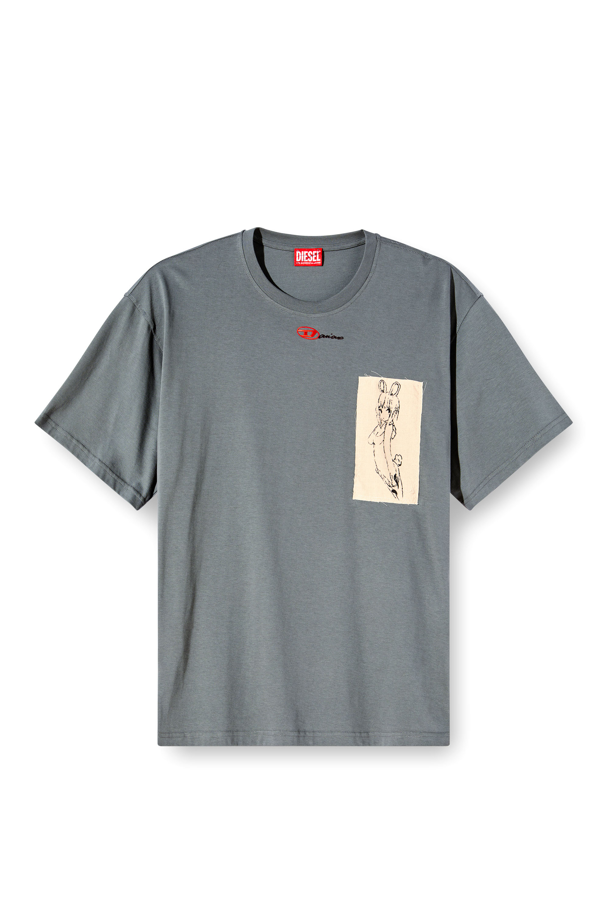 Diesel - T-BOXT-1P-DD, Unisex's T-shirt with tattoo patch in グレー - 6