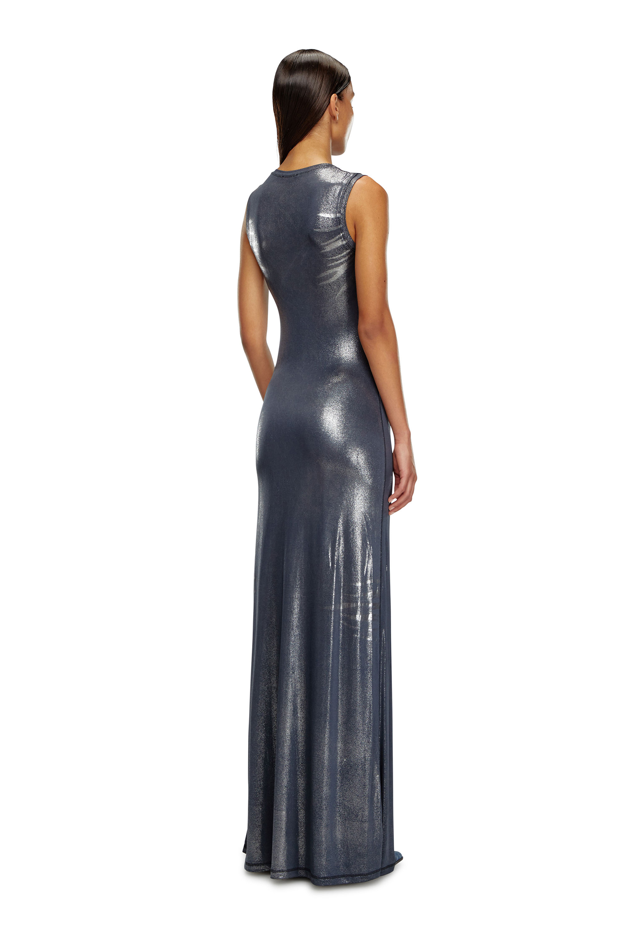 Diesel - D-VETY, Female Long metallic dress with zip details in ブルー - Image 2