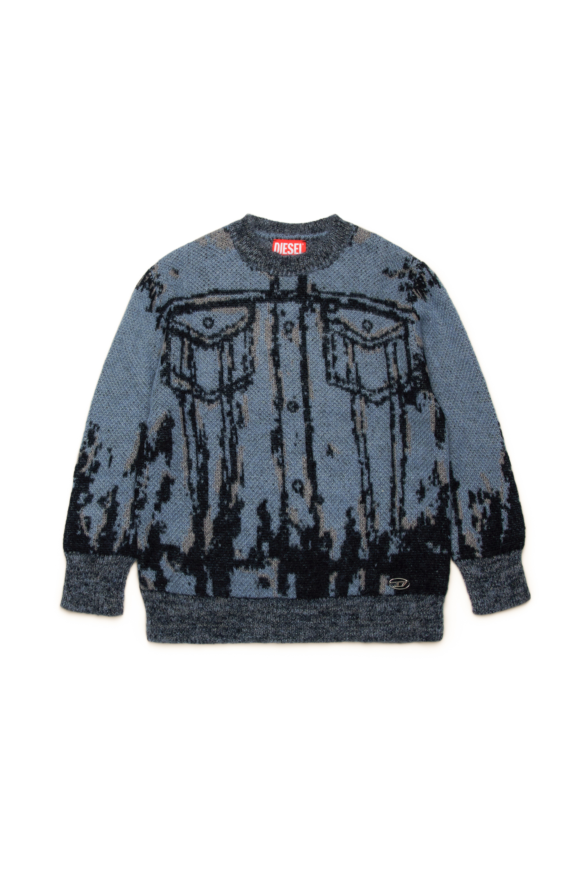 Diesel - KPATMOS OVER, Male's Jumper with trompe l'oeil effect in ブルー/ブラック - 1