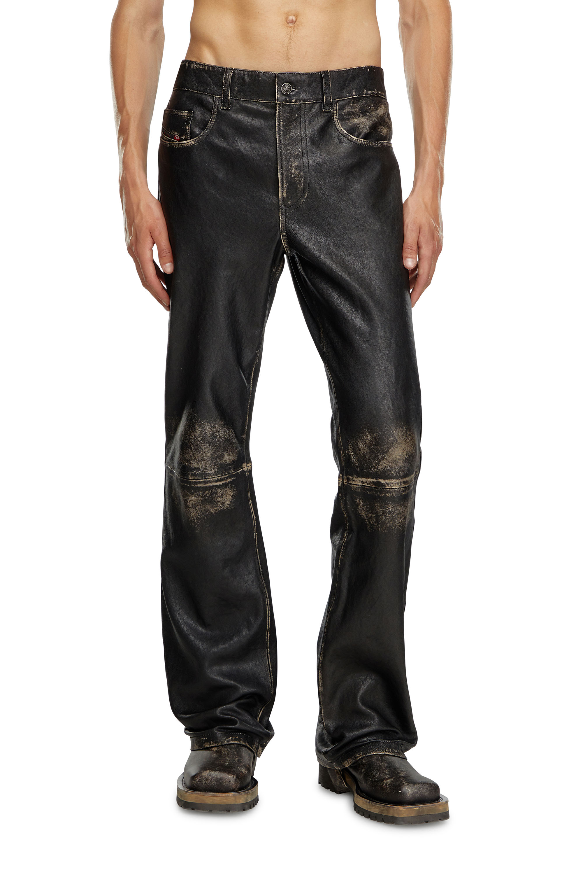 Diesel - P-BLIXIA, Male's Distressed leather pants in ブラック - 1