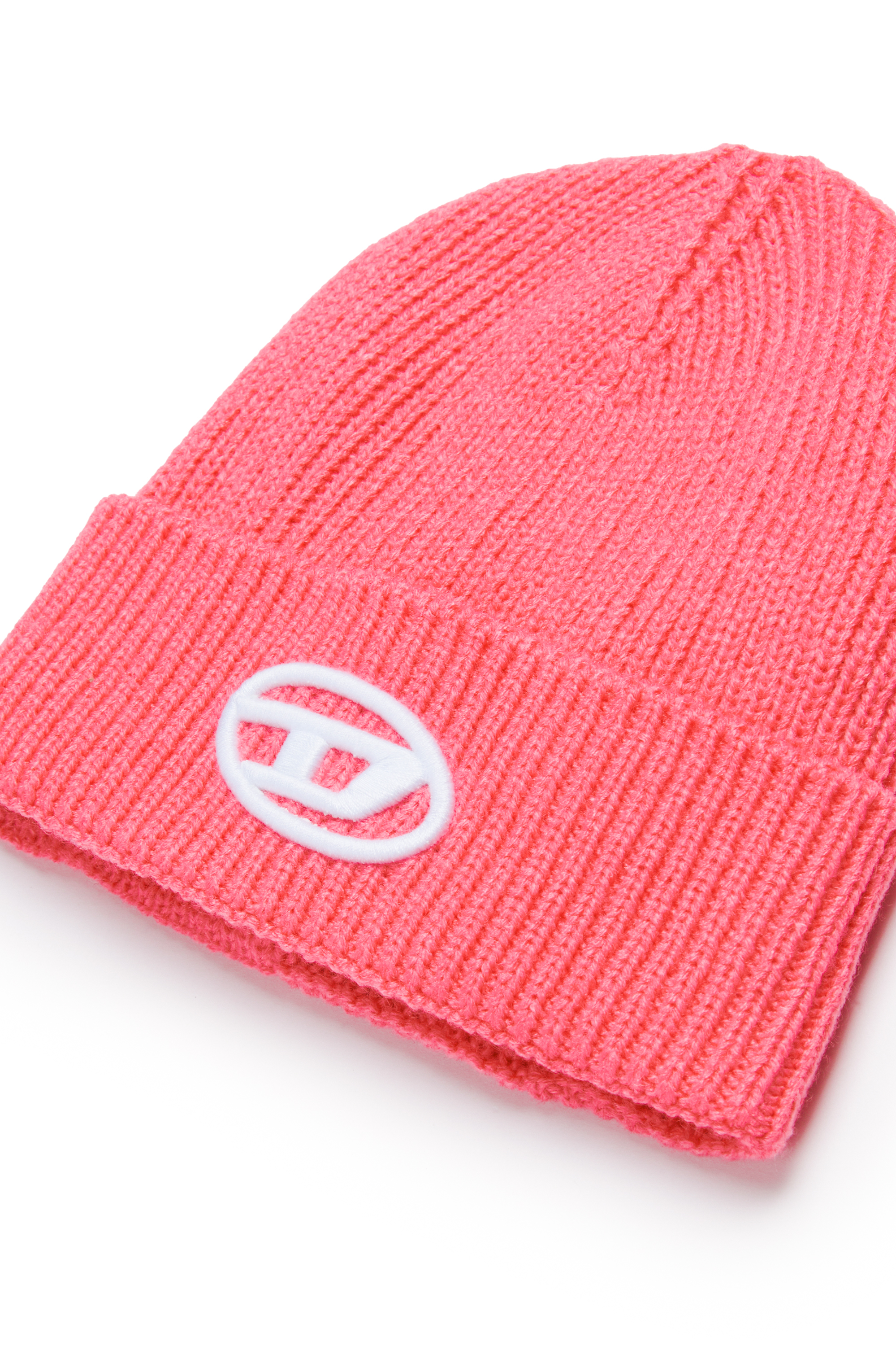 Diesel - FMARCOB, Unisex's Beanie with Oval D embroidery in ピンク / ホワイト - 3