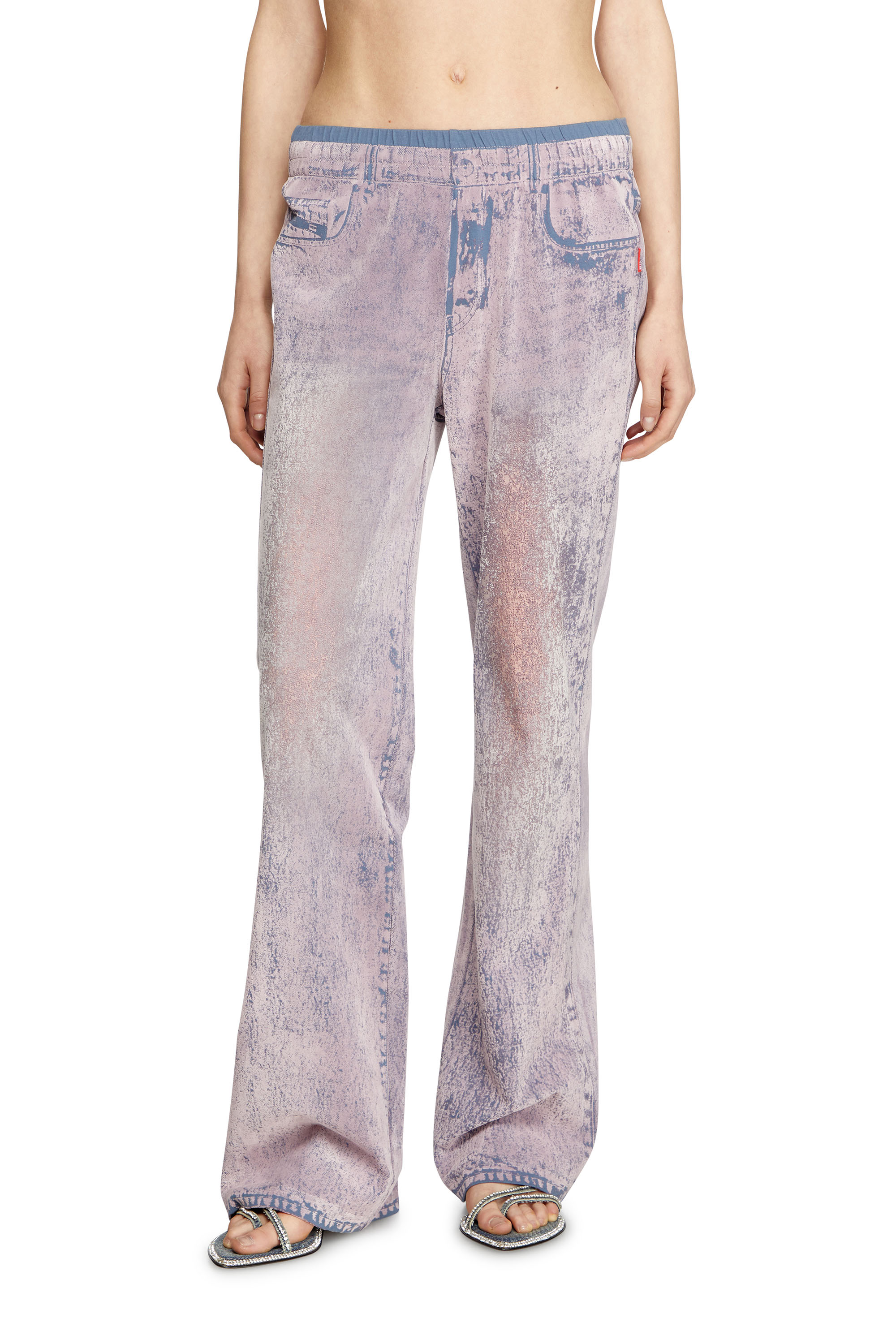 Diesel - P-NERV, Female's Wide leg sweat pants with bleach treatment in ライラック - 1