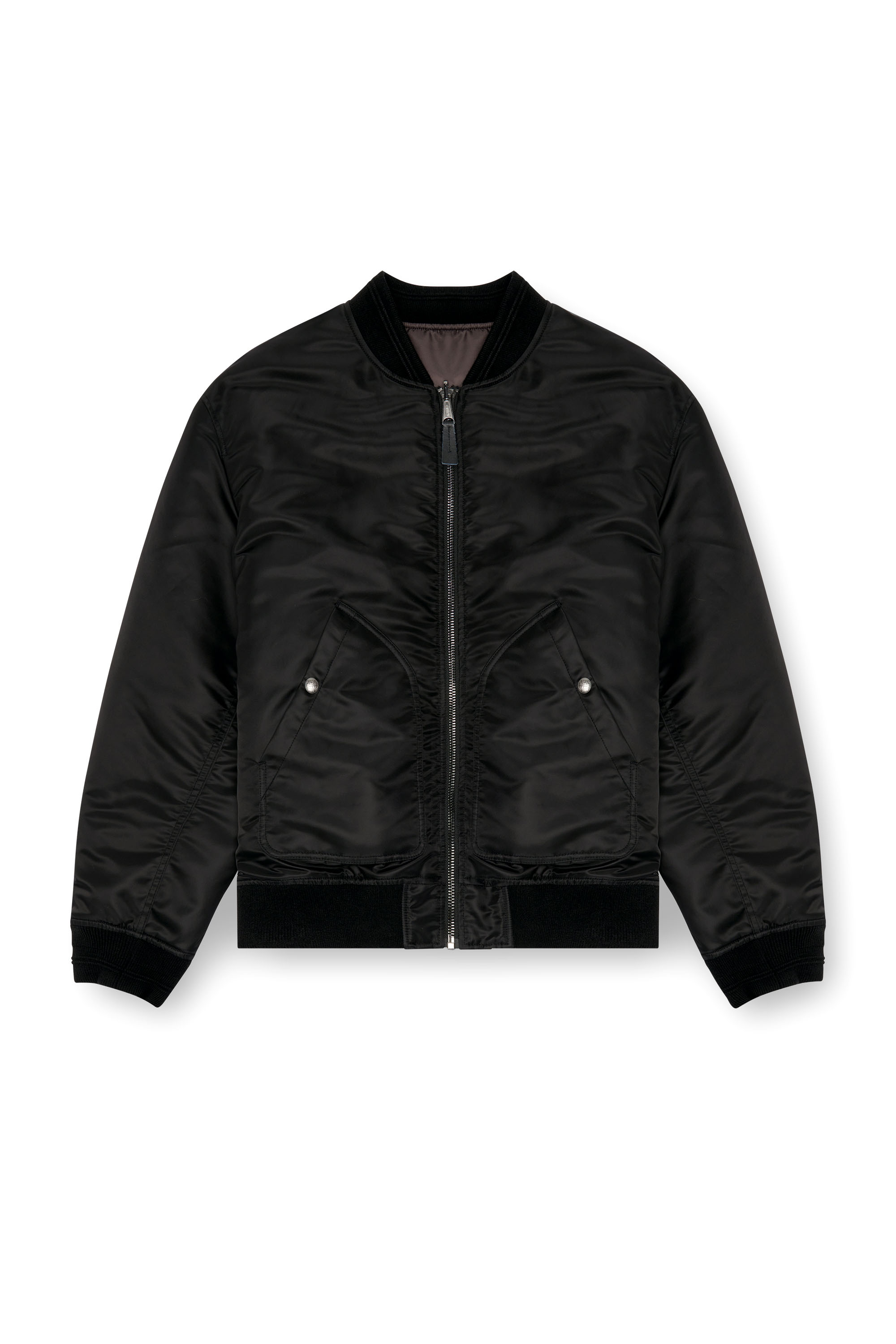 Diesel - J-HELD, Male's Bomber in padded nylon with Oval D in ブラック - 3