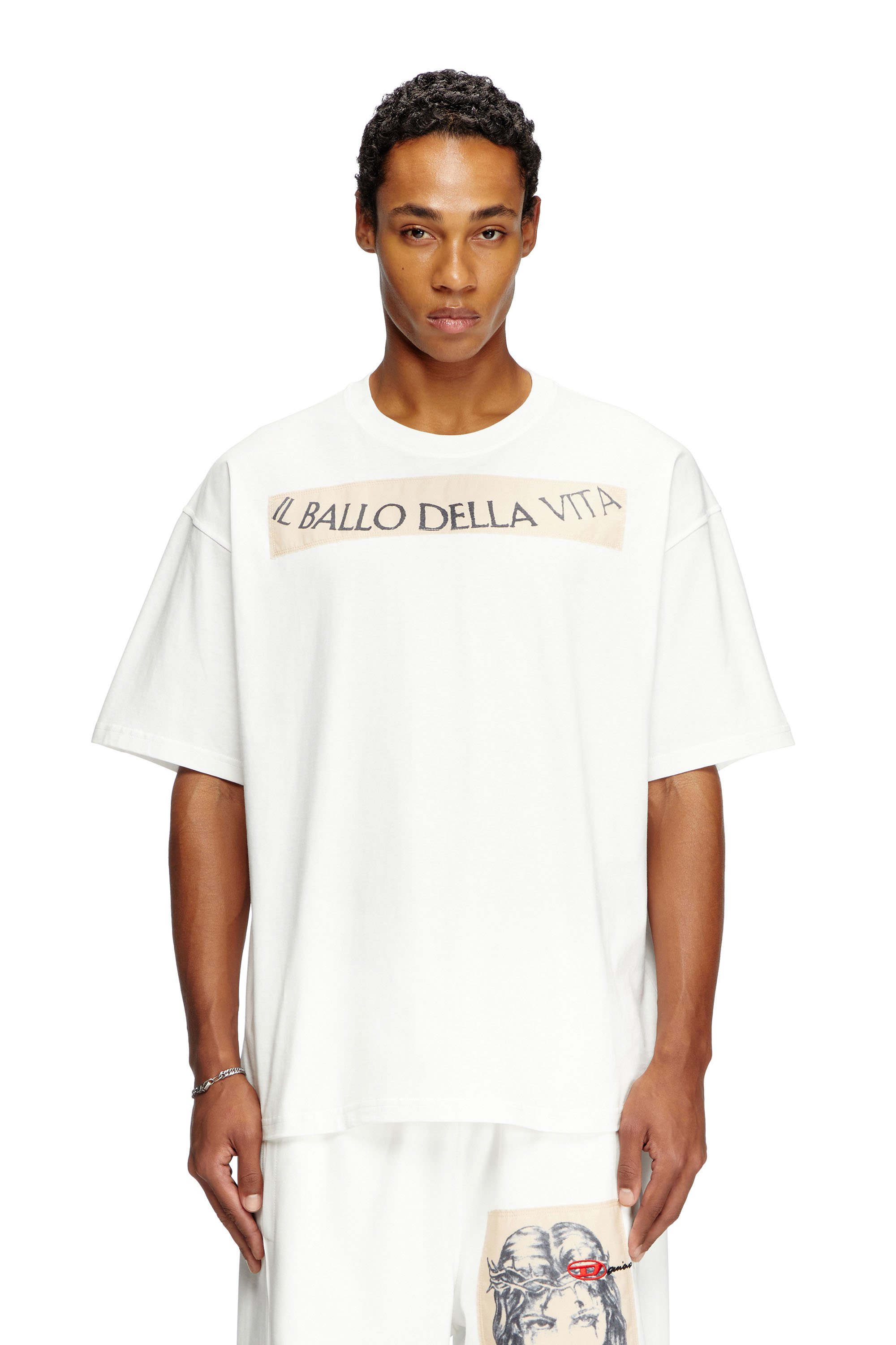 Diesel - T-BOXT-BALLO-DD, Unisex's T-shirt with tattoo patch in ホワイト - 1