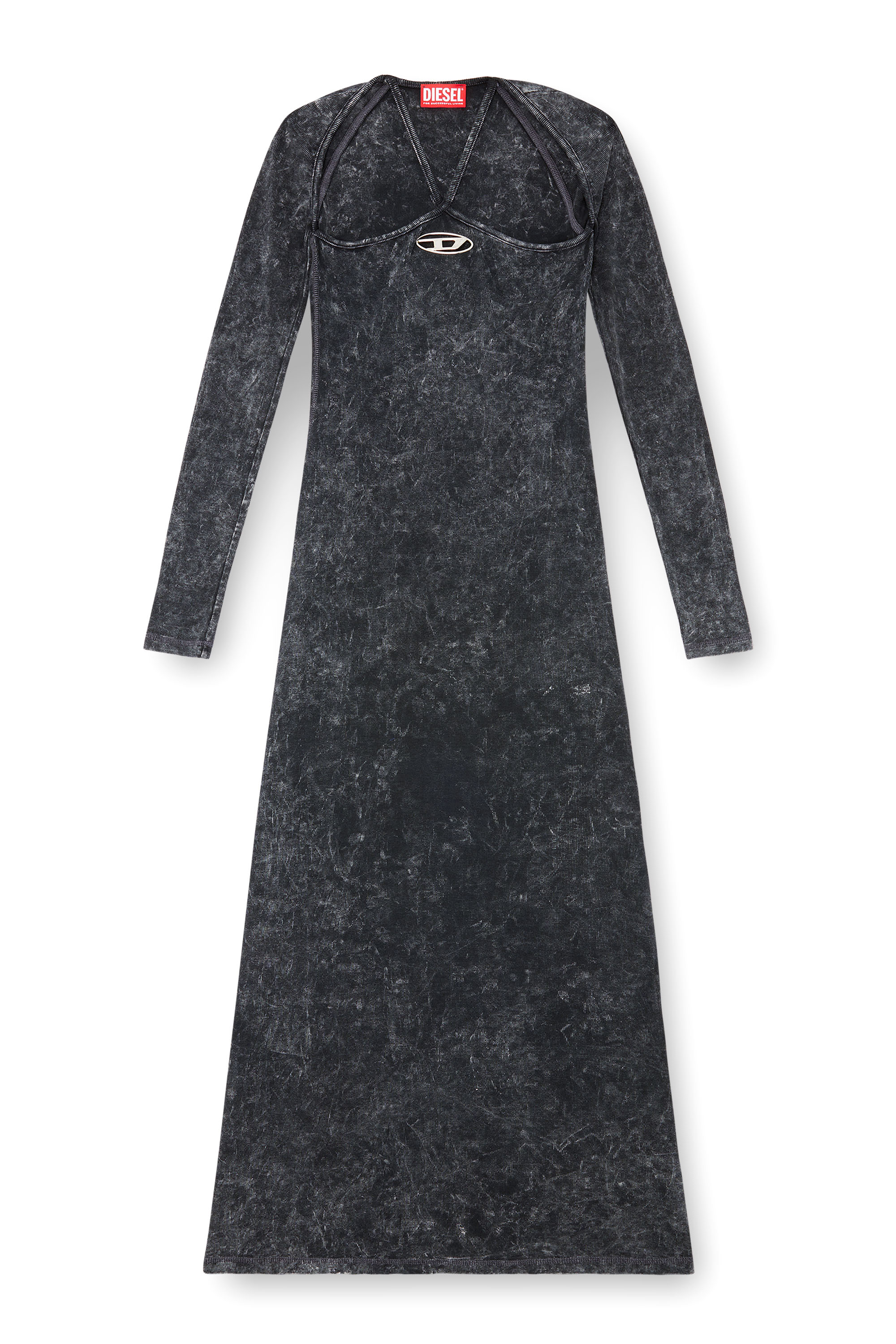 Diesel - D-MARINEL, Female's Long dress with marbled effect in ブラック - 4