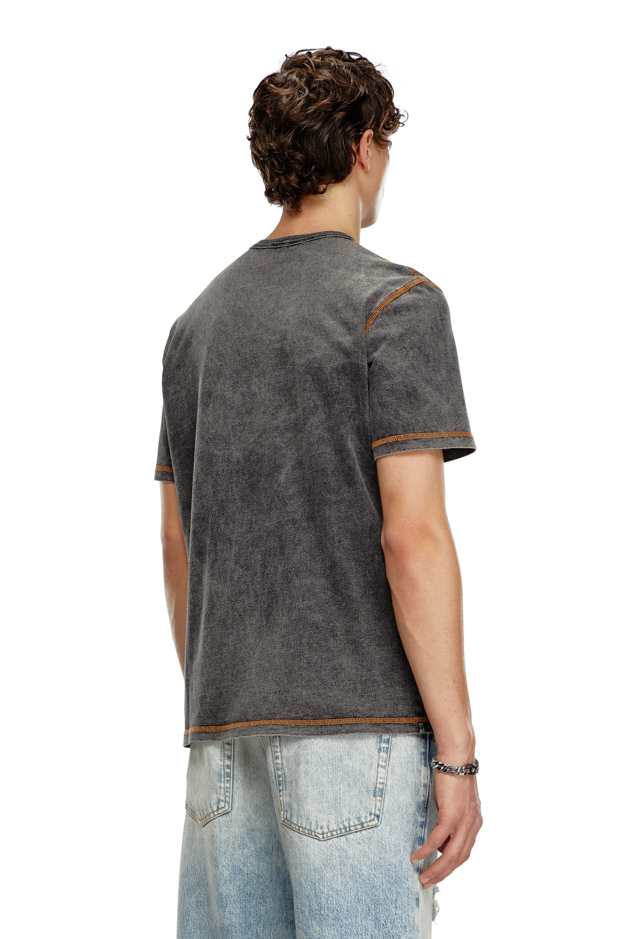 Diesel - T-ADJUST-Q12, Male T-shirt with denim effect in ブラック - Image 4