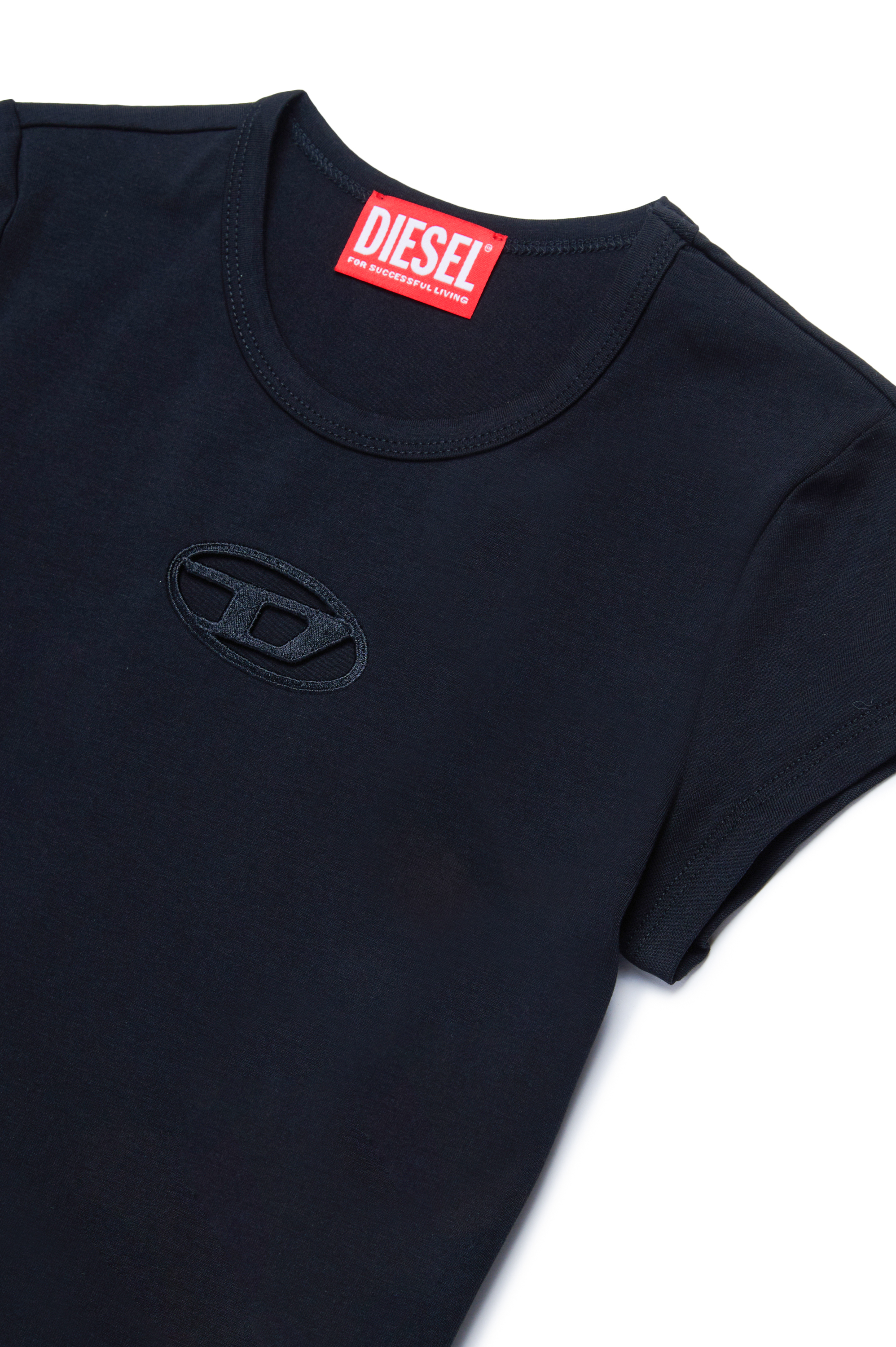 Diesel - TANGIE, Female's T-shirt with cut-out Oval D logo in ブラック - 3