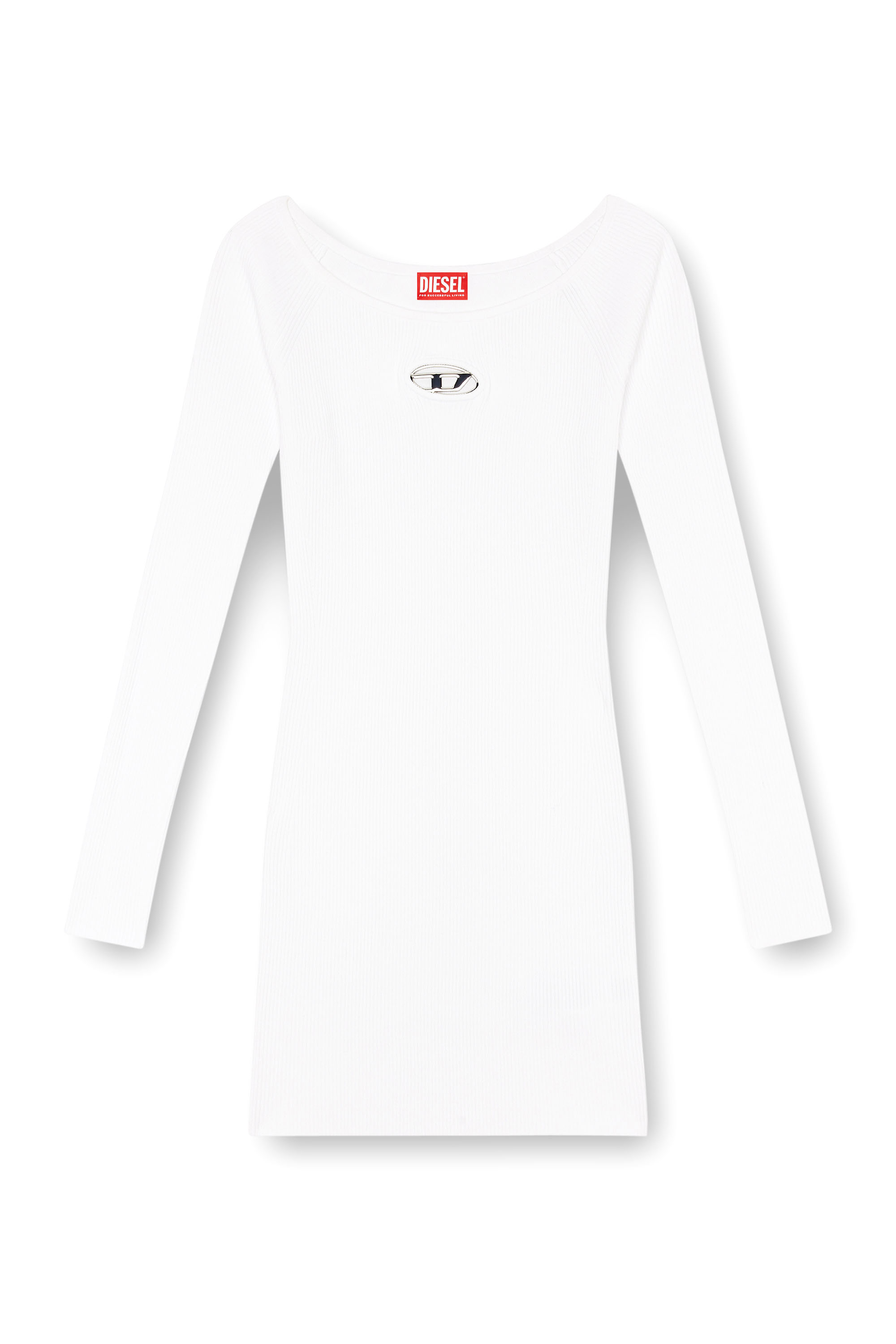 Diesel - M-VERA, Female Off-the-shoulder dress in ribbed knit in ホワイト - Image 4