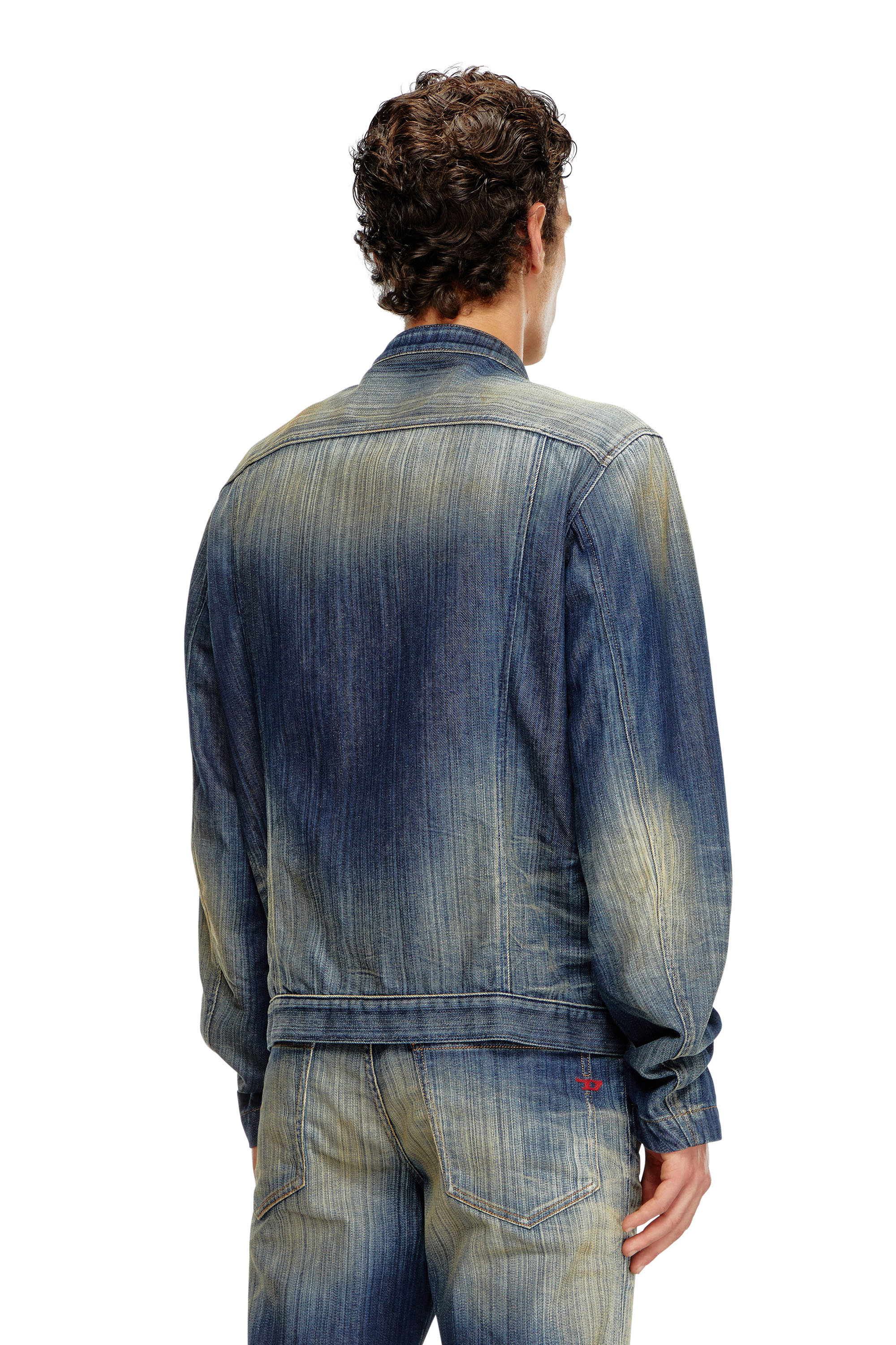 Diesel - D-GLORY, Male Moto jacket in streaky denim in ブルー - Image 4