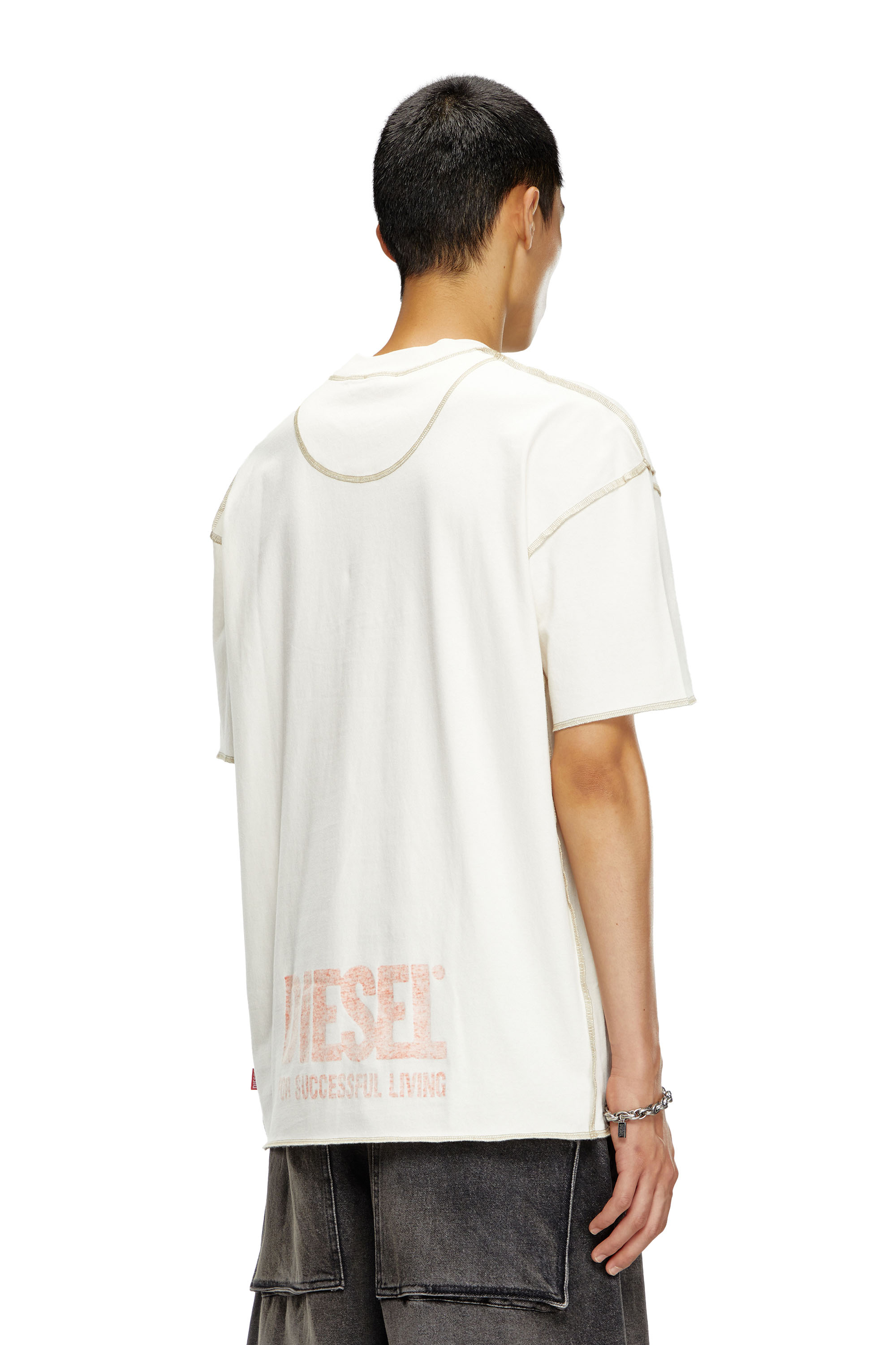Diesel - T-CRAOR, Male T-shirt with inside-out effect in ホワイト - Image 4