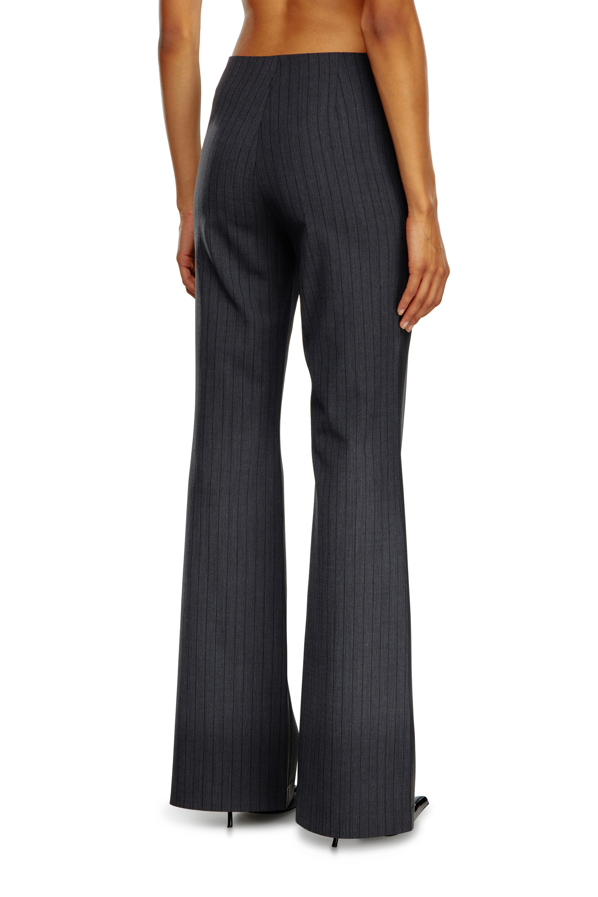 Diesel - P-OLARIS, Female Pinstripe pants with coated front in ブラック - Image 4