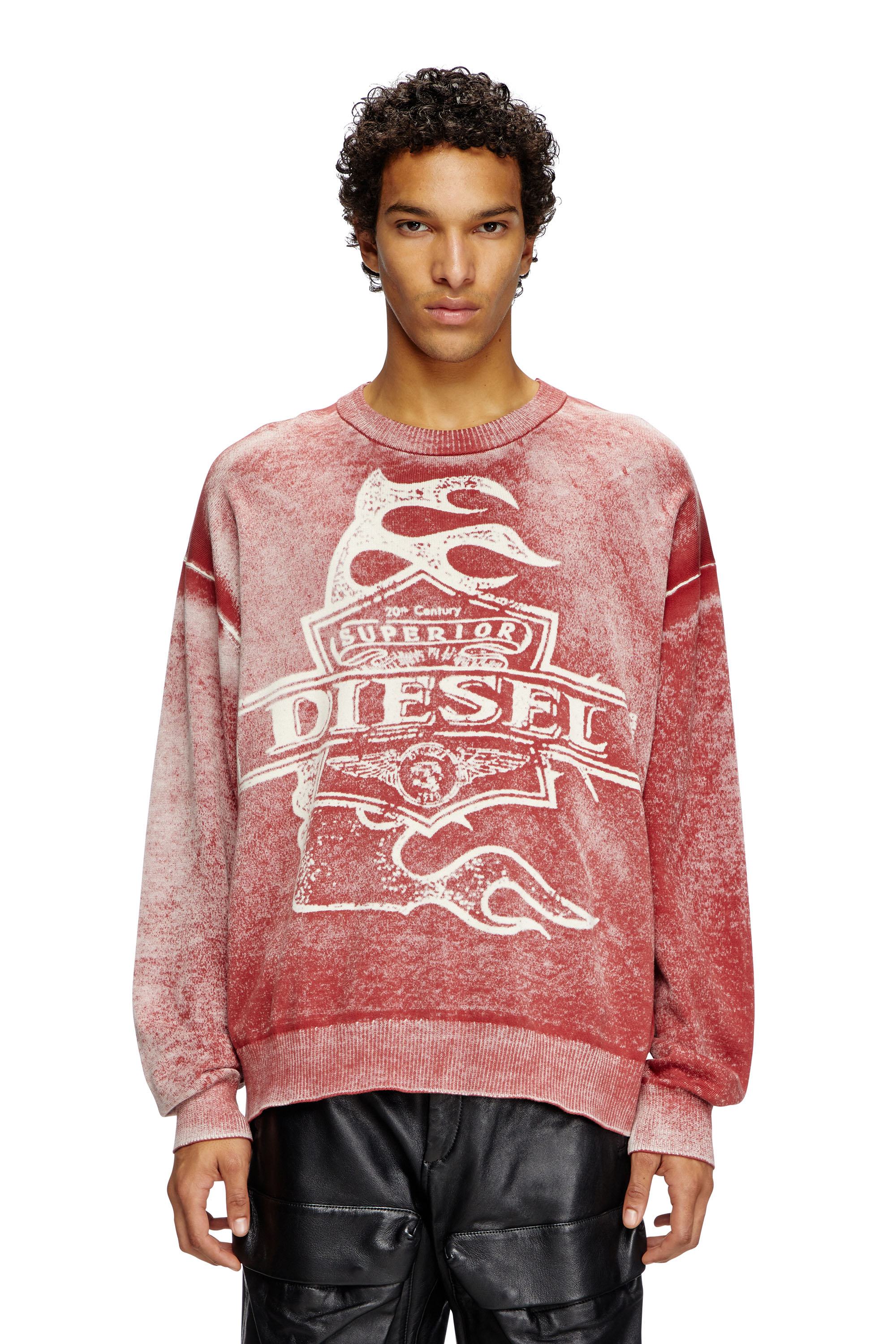 Diesel - K-BELEZ, Male's Reverse-print logo jumper in レッド - 1