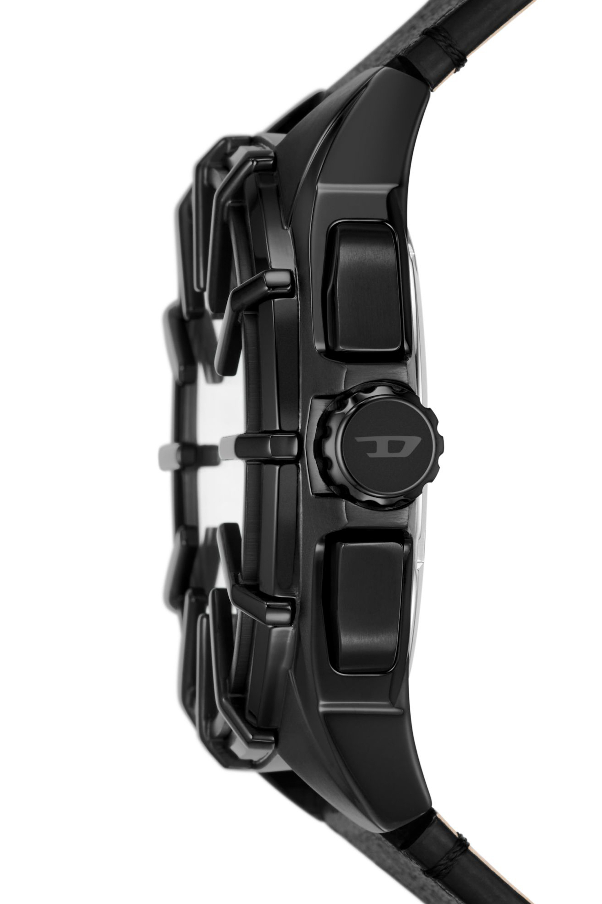 Diesel - DZ4658, Male Framed black leather watch in ブラック - Image 3