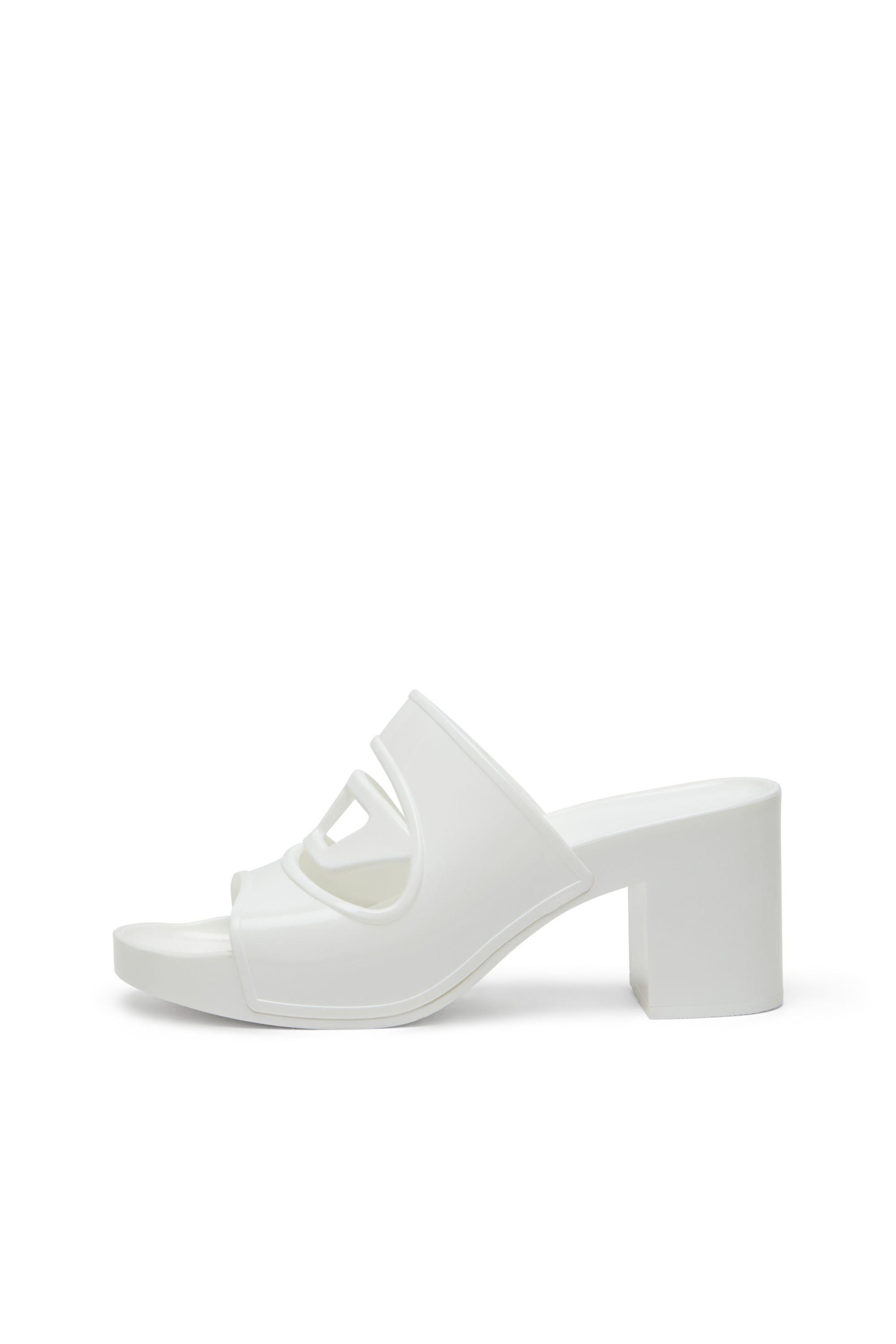 Diesel - SA-BONNIE, Female's Sa-Bonnie-Heeled rubber slides with cut-out logo in ホワイト - 7