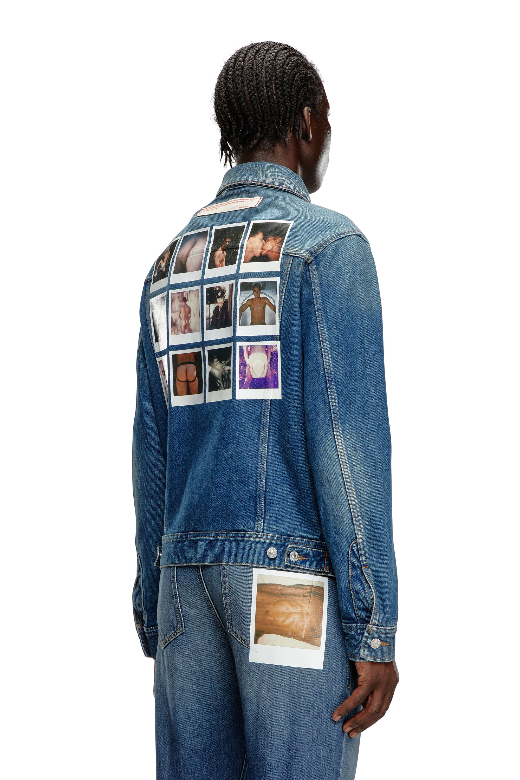 Diesel - PR-D-BARCY, Unisex Trucker jacket with polaroid patches in ブルー - Image 4
