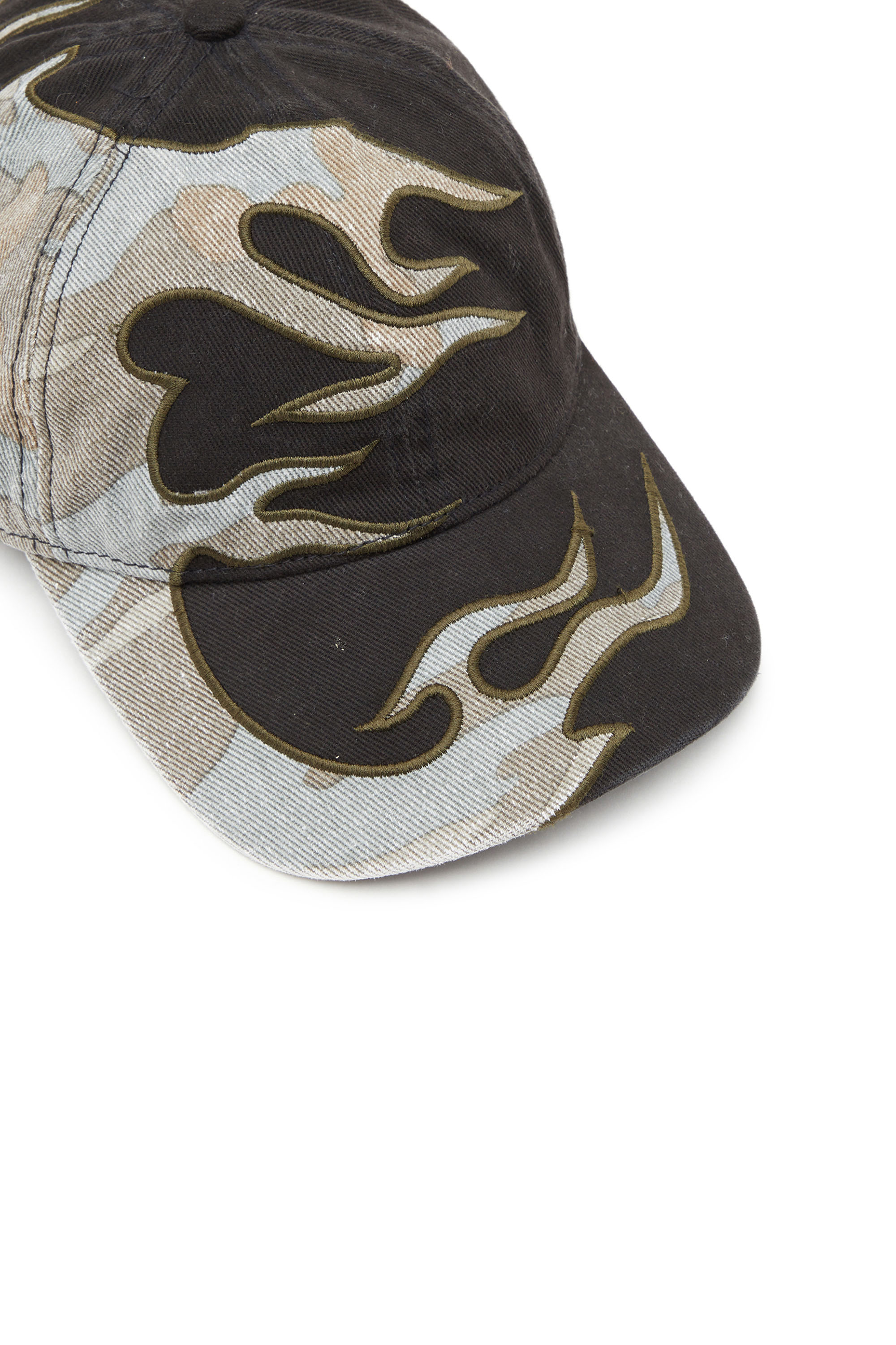 Diesel - C-FLAMA, Male's Baseball cap with camo flames in ブラック/グレー - 3