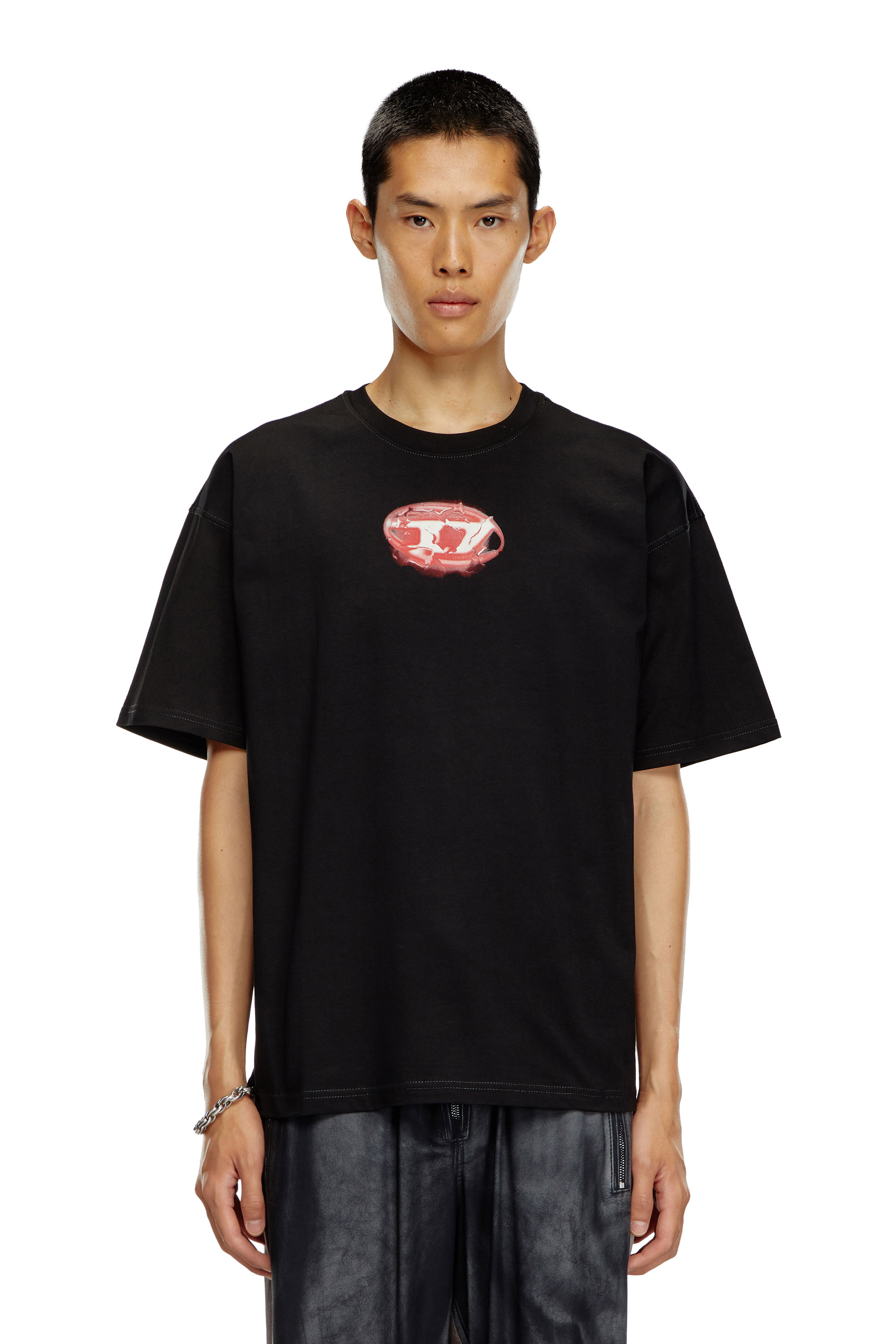 Diesel - T-BOXT-K3, Male's T-shirt with glowing-effect logo in ブラック - 5