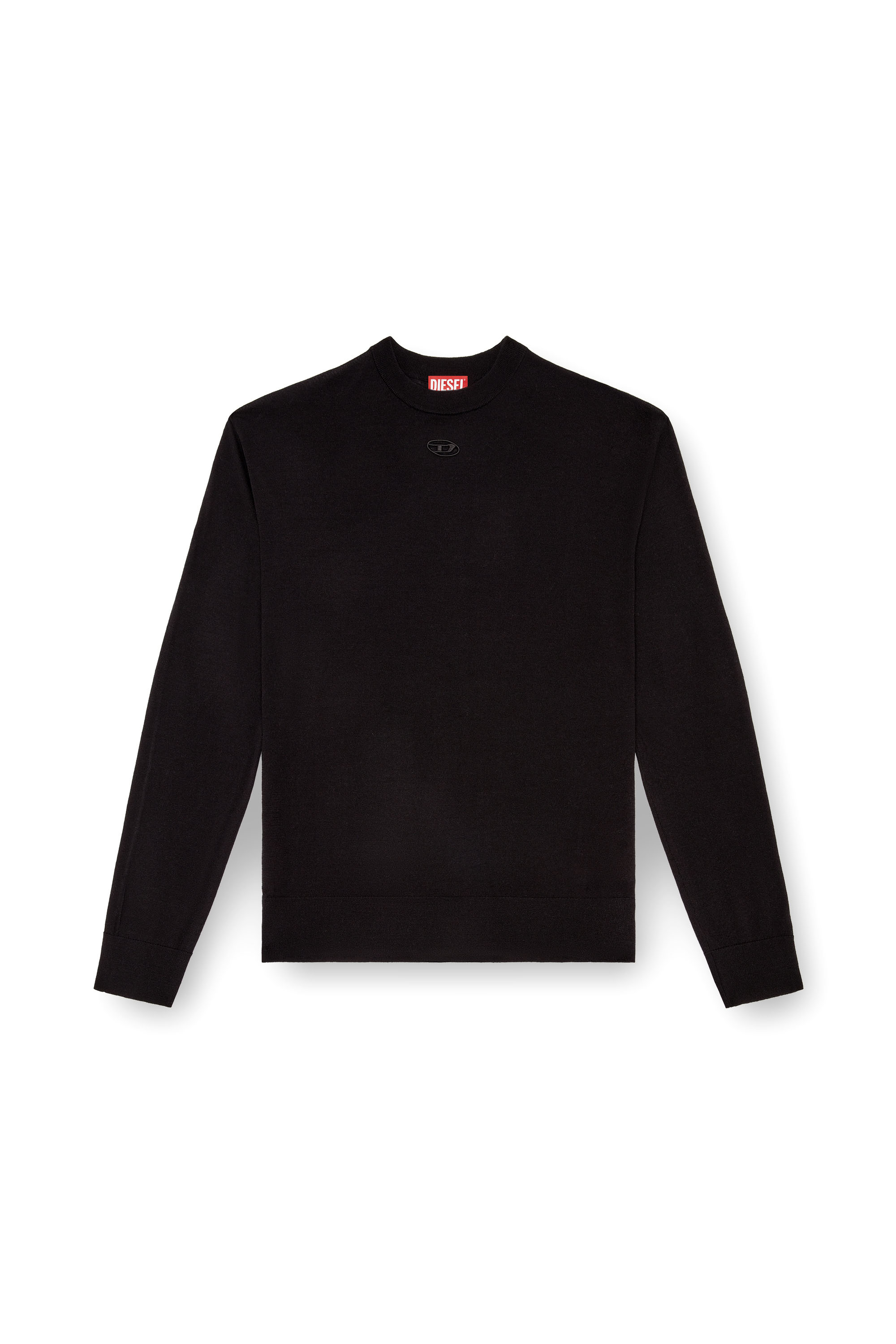 Diesel - K-GARTH, Male Wool jumper with cut-out Oval D logo in ブラック - Image 3
