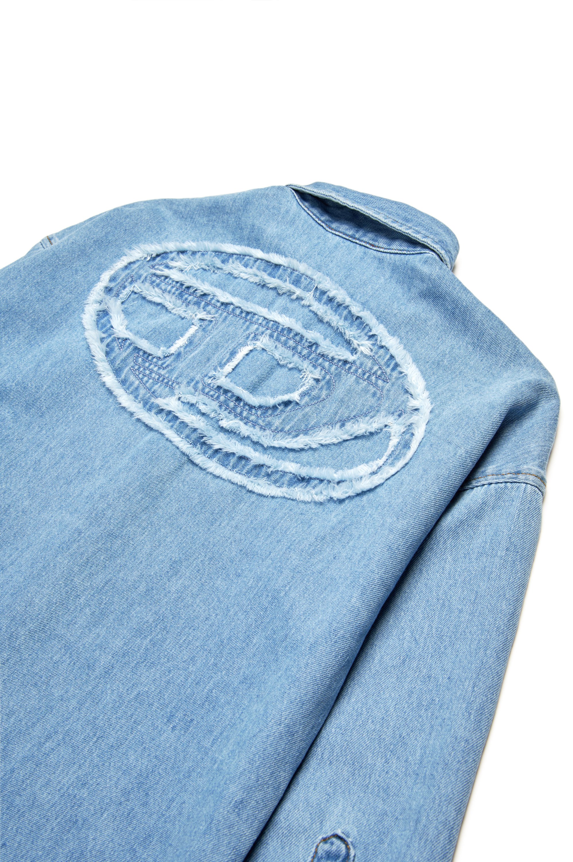 Diesel - CKAMA, Male's Denim shirt with frayed Oval D logo in ライトブルー - 4