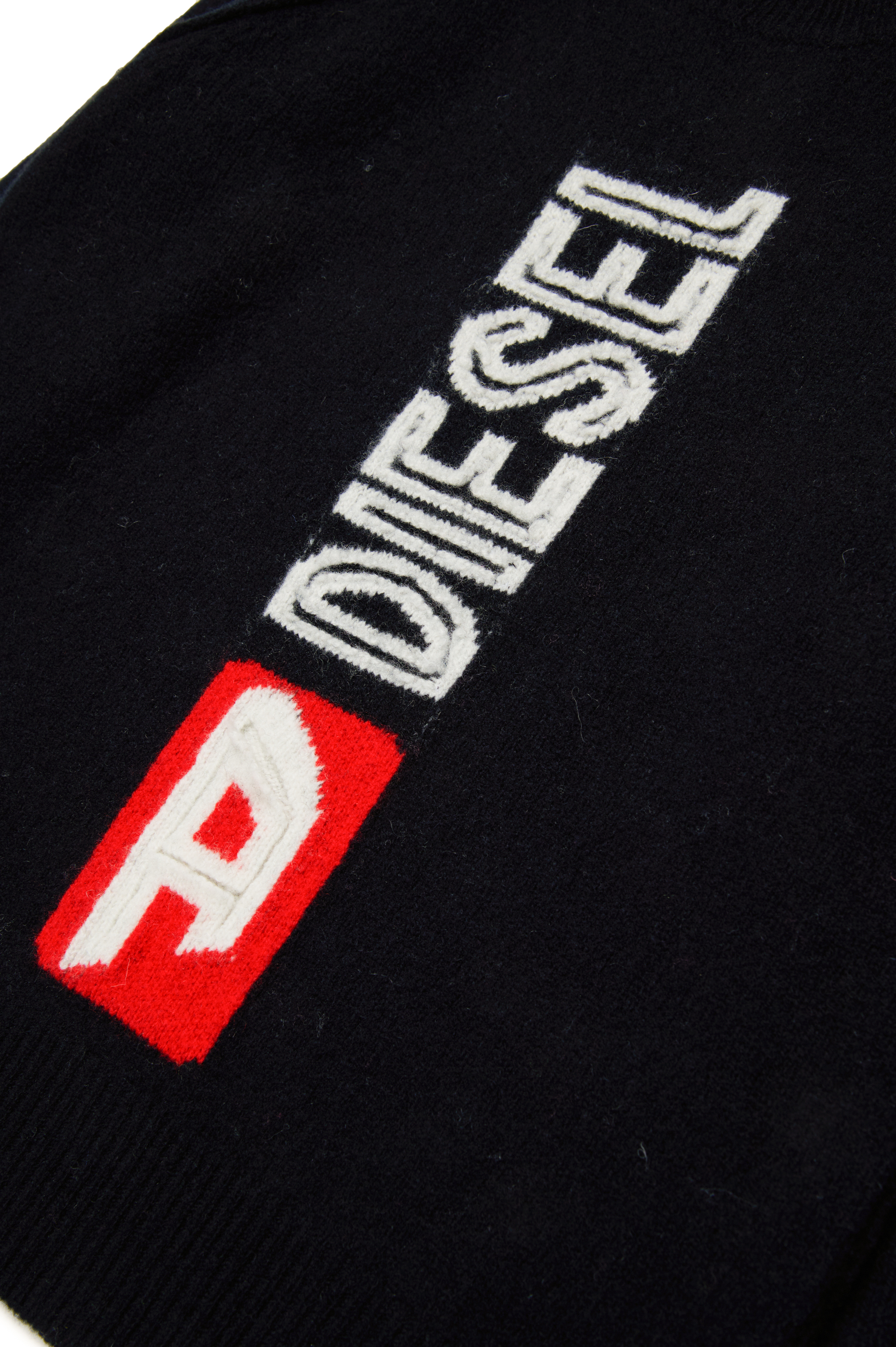 Diesel - KSARIA OVER, Unisex's Wool jumper with logo intarsia in ブラック - 4