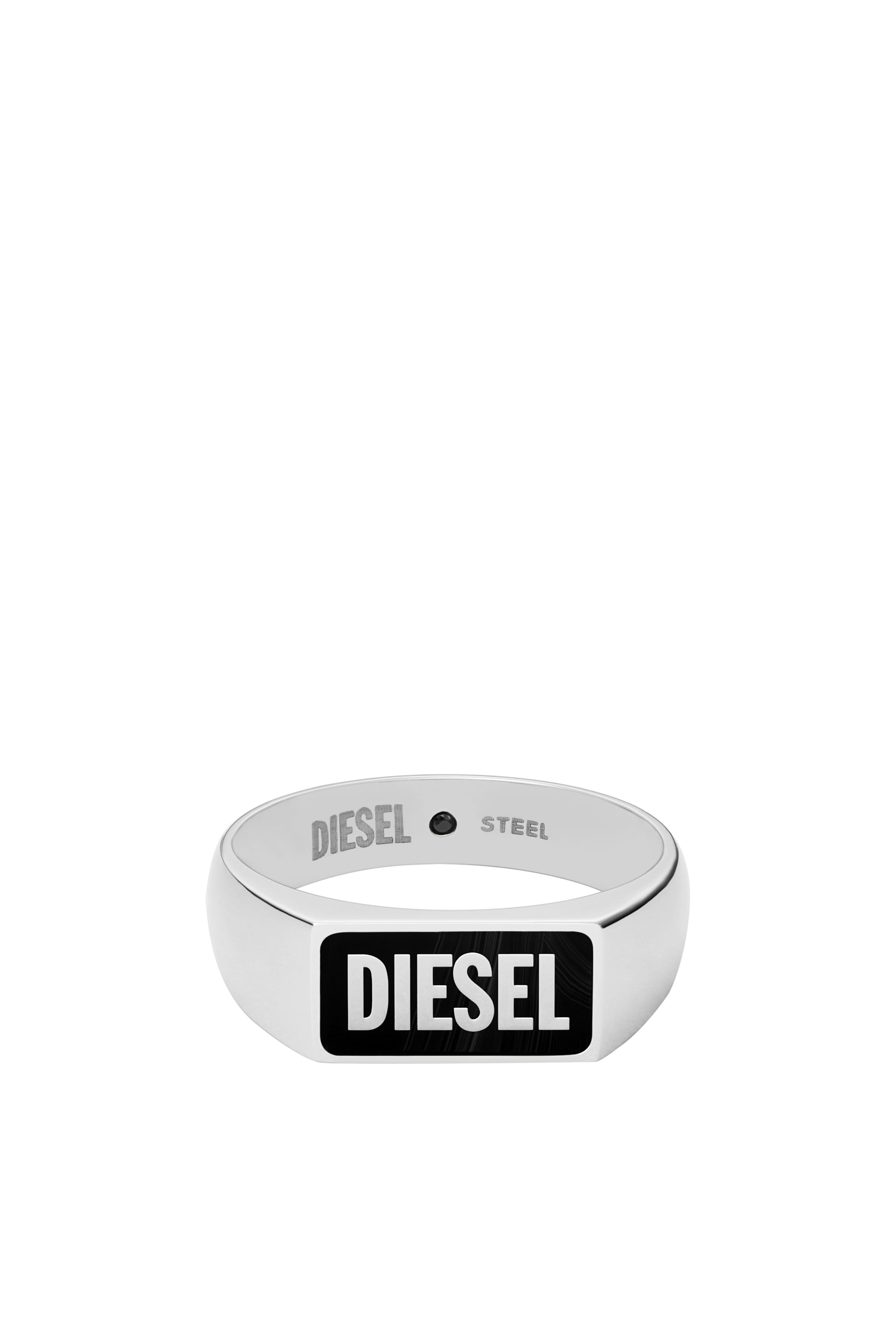Diesel - DX1512, Unisex Black agate signet ring in シルバー - Image 2