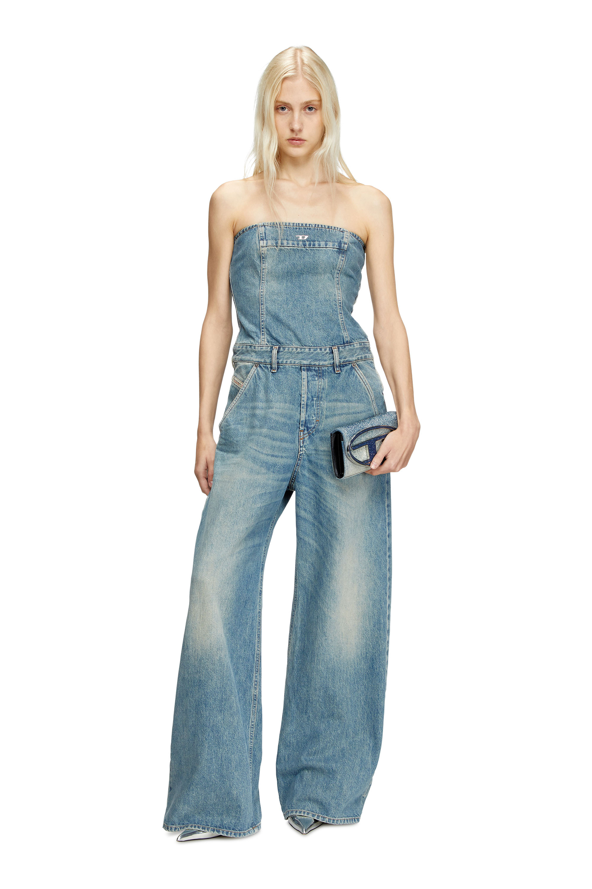 Diesel - DE-BRIDE, Female's Denim strapless jumpsuit in ライトブルー - 2